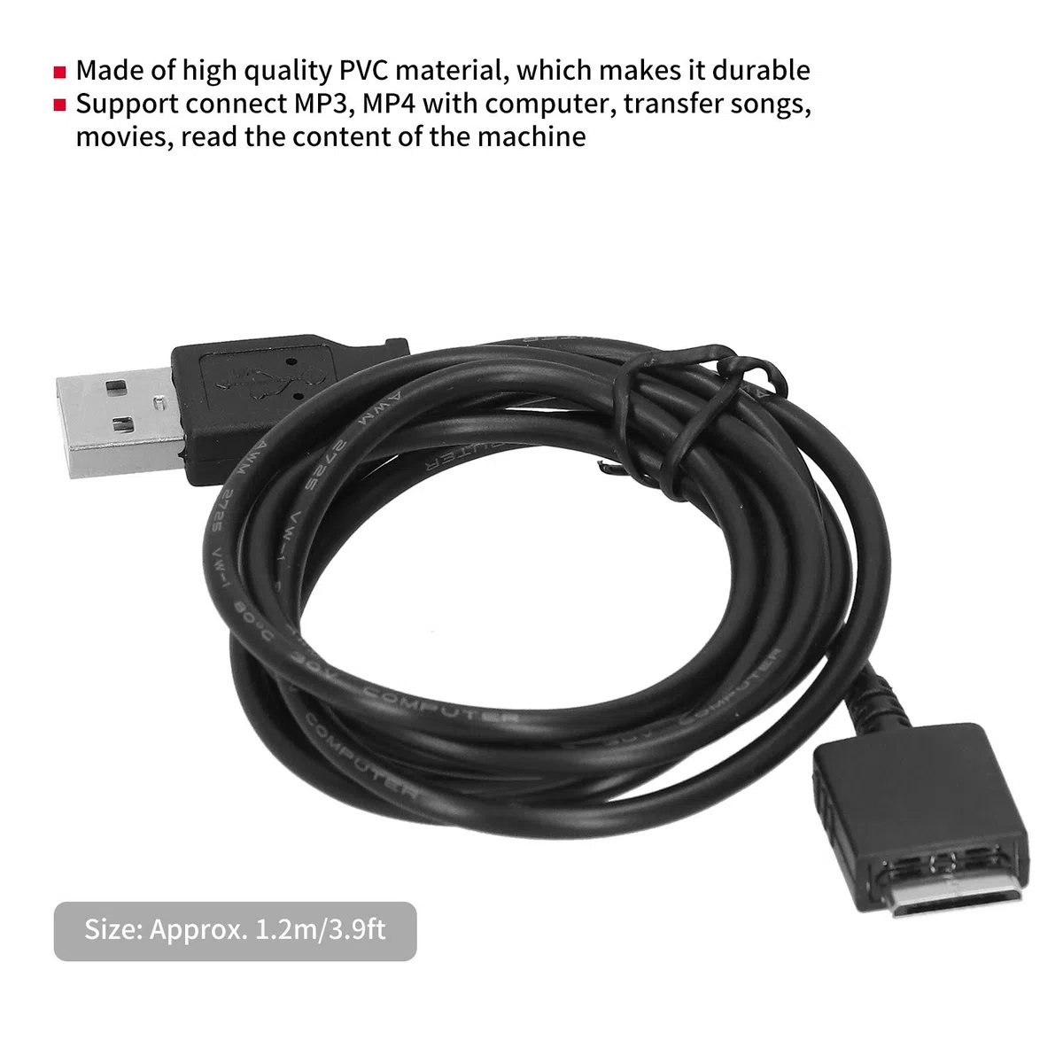 Cavo Dati MP3 1,2 Metri, Cavo di Connessione Dati e Ricarica per Lettore MP3/MP4, Compatibile con Modelli di Lettori MP3