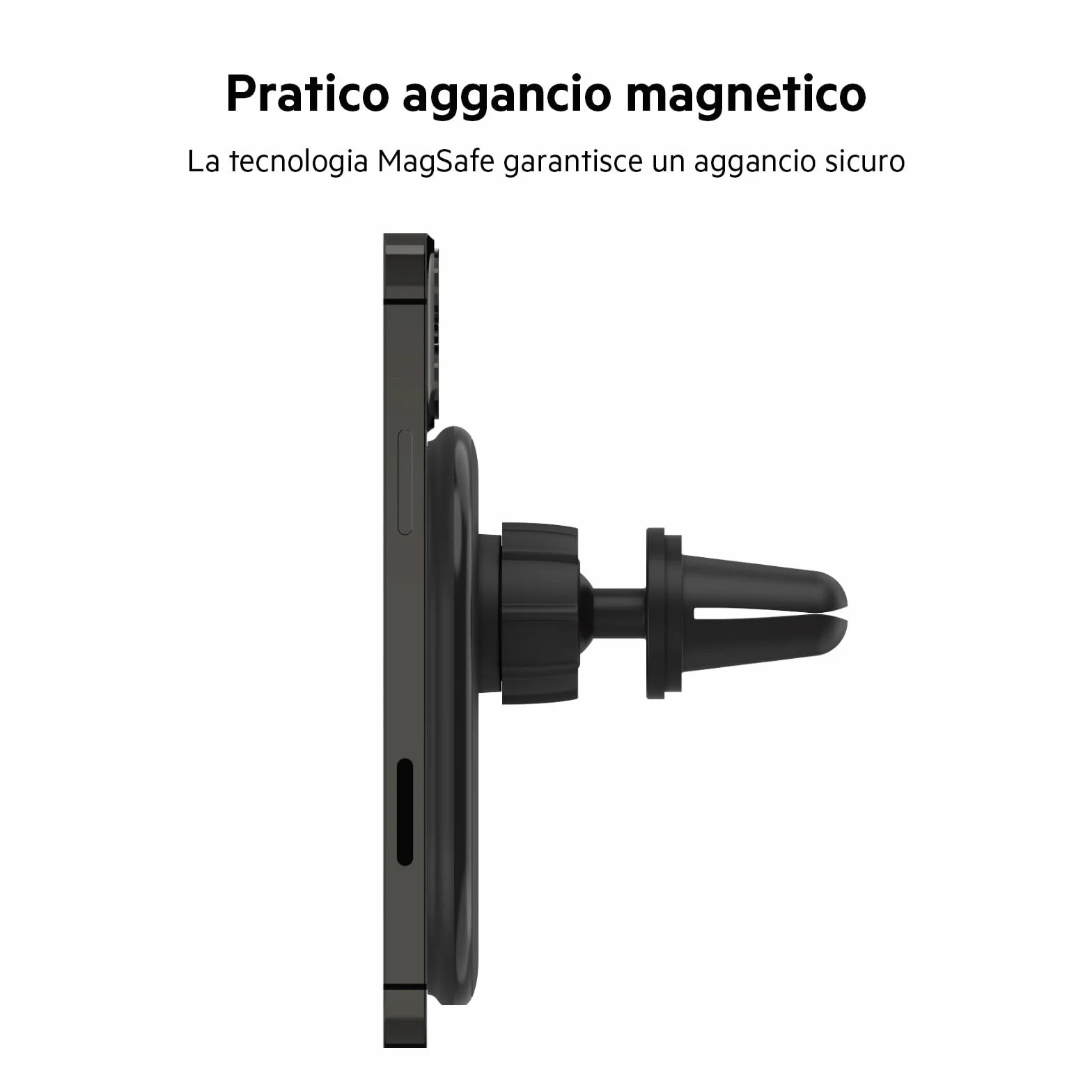 Belkin BoostCharge Supporto da auto magnetico per telefono, compatibile con MagSafe, iPhone 14/14 Plus, 13, 12, Pro, Max, mini, e altri (cavo e caricabatteria wireless inclusi)