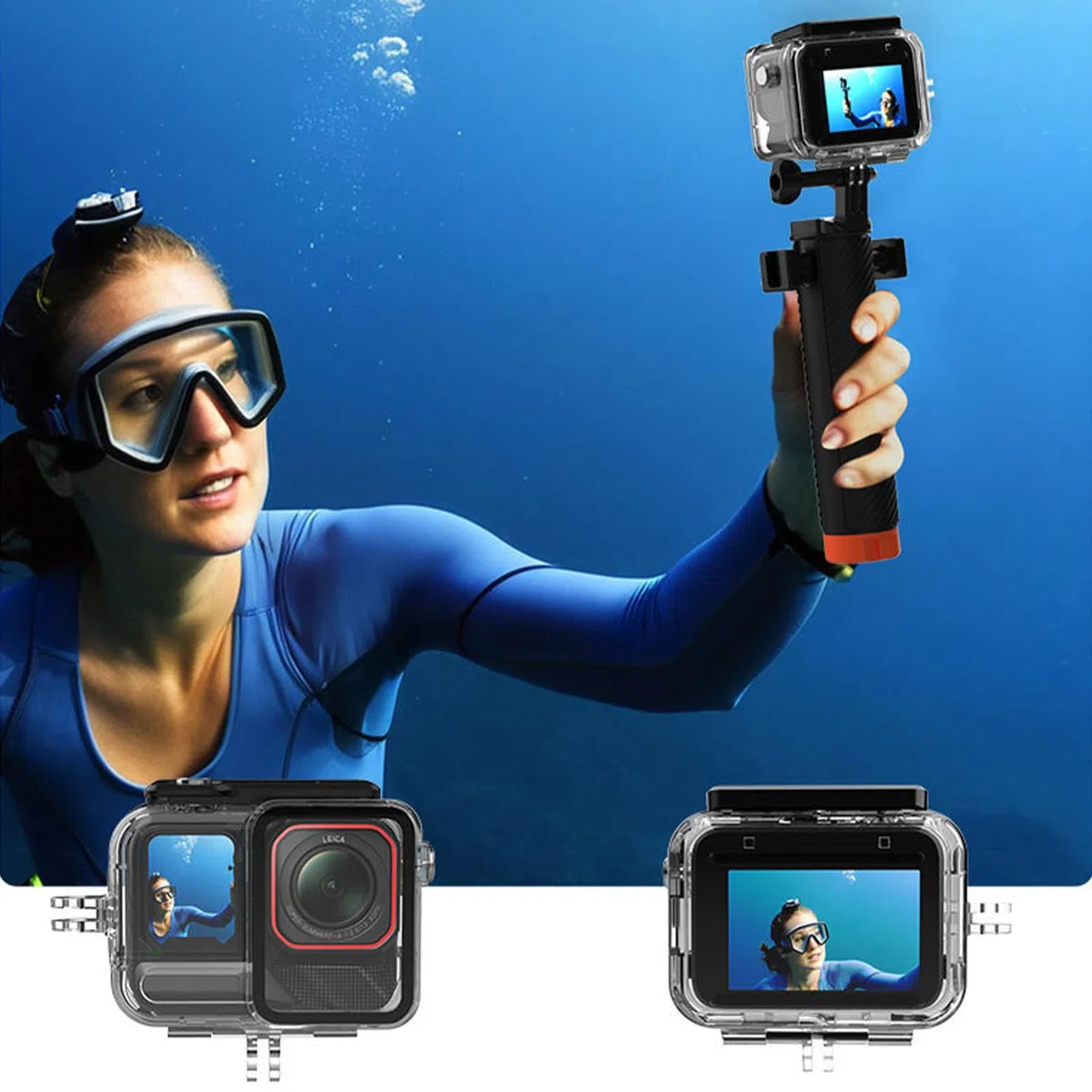 Custodia impermeabile per Insta360 Ace Pro 2, 45M Subacquea Case Non scarica Microfono Copertura, Orizzontale-verticale Custodia protettiva Accessori per Insta360 Ace Pro 2