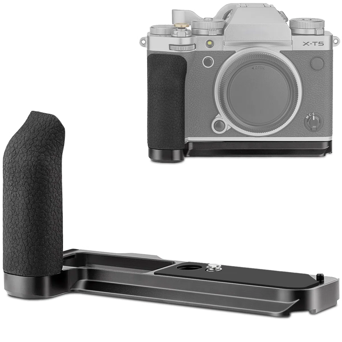 Maniglia Haoge X-T5 per Fuji XT5 con impugnatura laterale ergonomica in silicone, piastra Arca Swiss per DJI RS2/RS-C2/RS3/RS3-PRO/Mini Stabilizzatore Gimbal, Nero MHG-XT5B