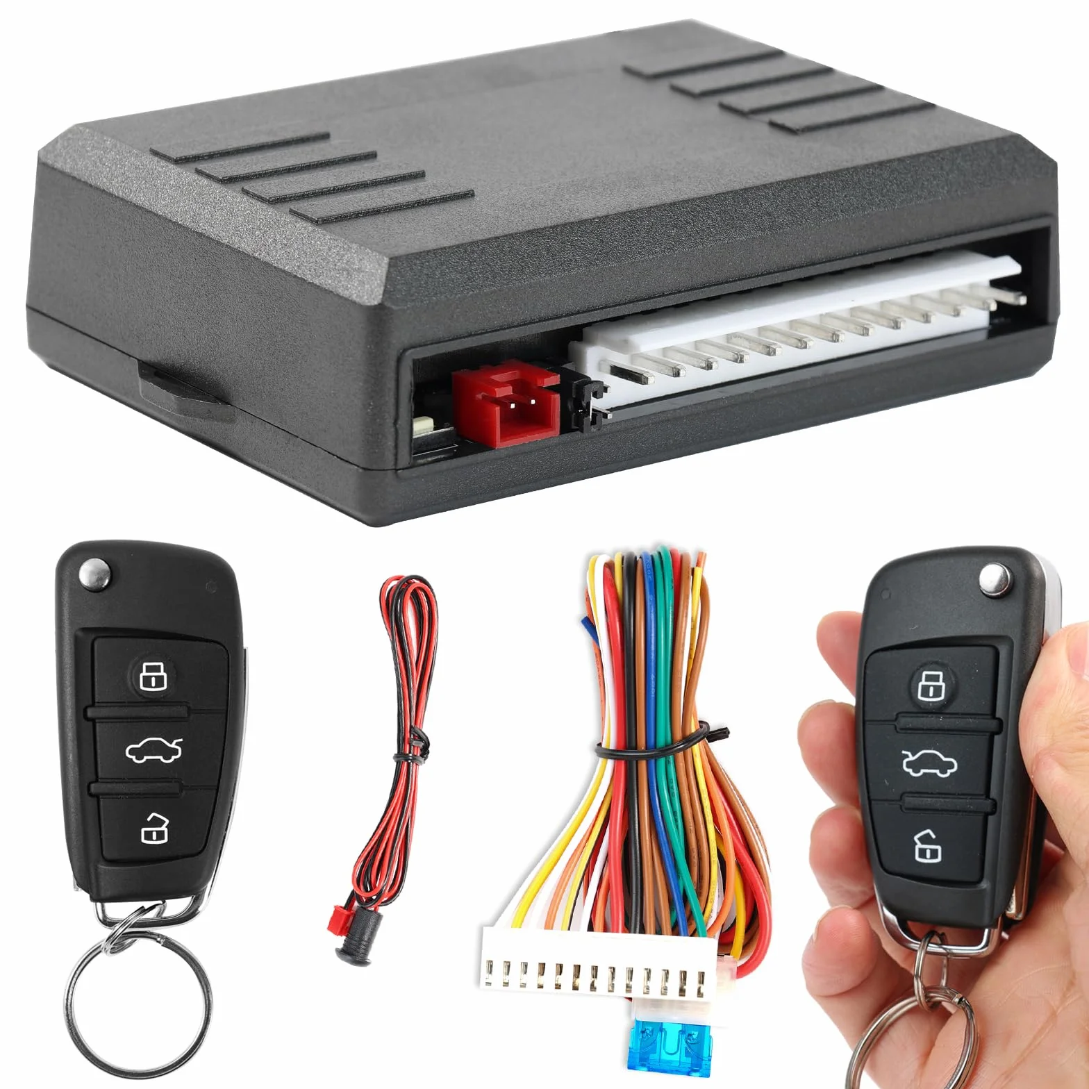 XUKEY Chiusura Centralizzata per Auto Universale Keyless Go Retrofit Sistema di Accesso senza Chiave Serratura per Auto Sistema di Accesso senza Chiave con 2 Kit di Controllo Remoto