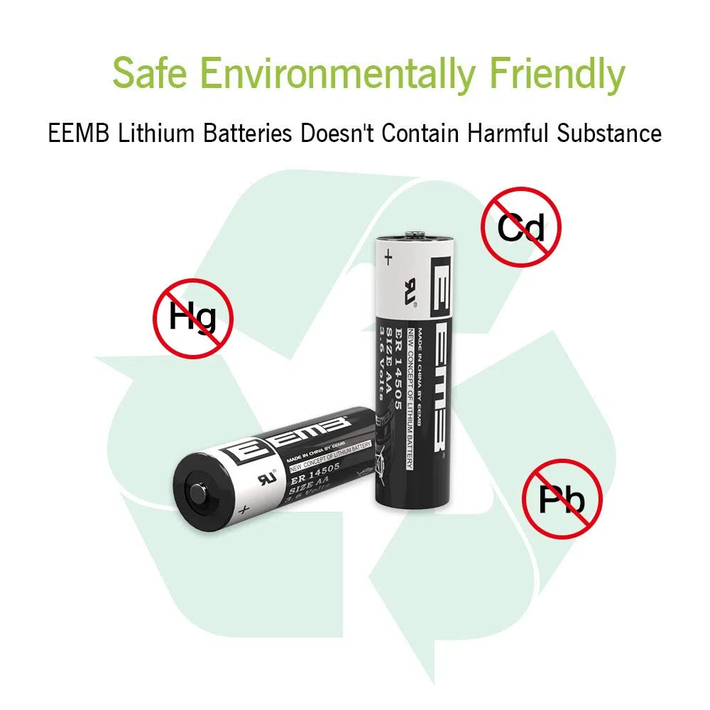 10x EEMB ER14505 Batteria AA, 3,6 V al litio cloruro di tionile (Li-SOCL₂) Pile monouso LS14500 2700 mAh Batteria
