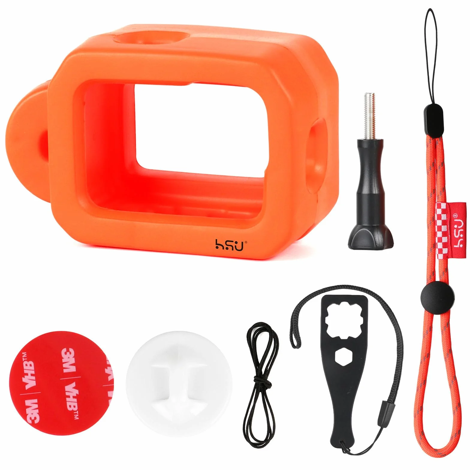 HSU Custodia Galleggiante per GoPro Hero 12/11/10/9, Accessorio per Custodia Galleggiante per Sport Acquatici Surf Nuoto Immersioni (Arancione)