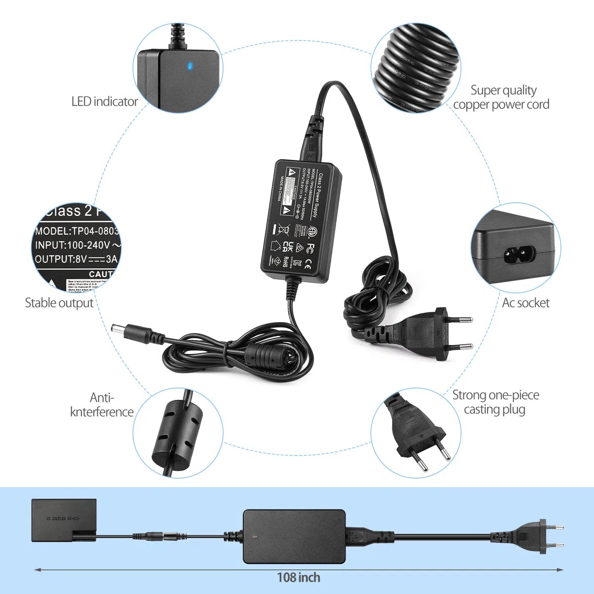 ENEGON LP-E17 - Kit adattatore per fotocamere reflex digitali con Canon Rebel SL2, T6i, T6s, T7i, EOS M3, M5, M6, EOS 200D, 250D,77D, 750D, 760D, 800D, 800D, Kiss X8i, RP Digital SLR