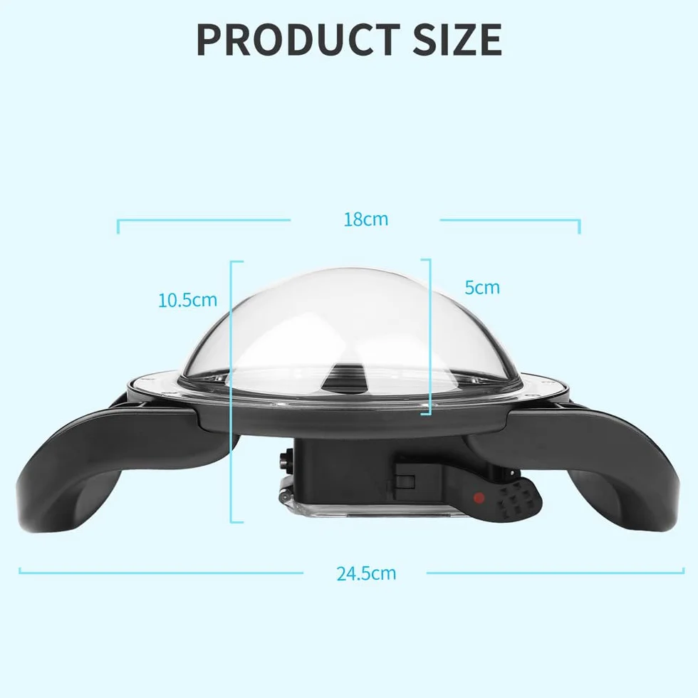 Doppia maniglia stabilizzatore Grip Dome Port per DJI OSMO Action 4/5 Pro/6 fotocamera, porta cupola subacquea, funzionamento conveniente, impermeabile fino a 30 m