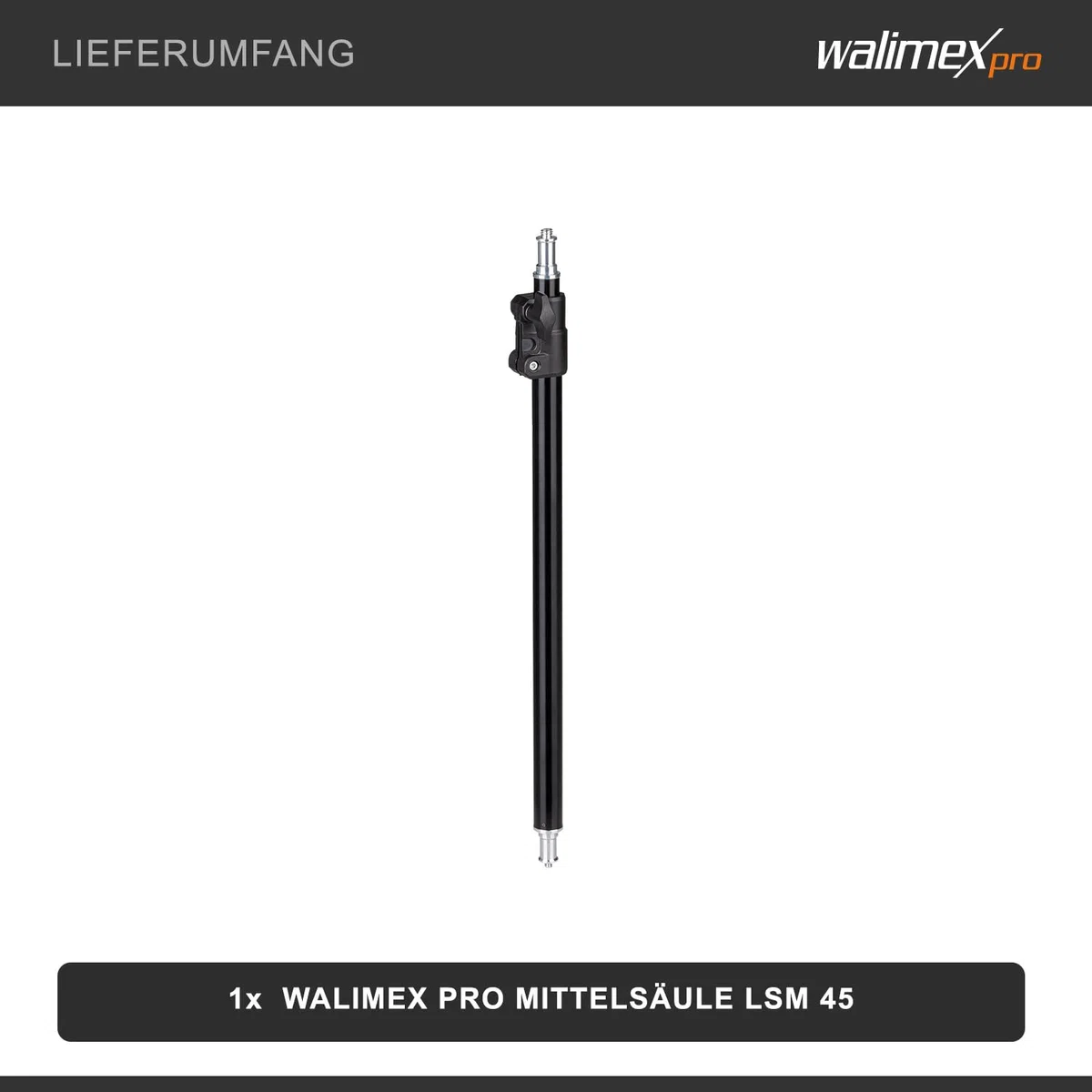Walimex pro Colonna centrale allungabile per treppiede, treppiedi da pavimento, flash da studio UVM. Altezza regolabile da 45 a 80 cm, senza fondo, portata fino a 3 kg, 5/8 spigot con 3/8 e 1/4