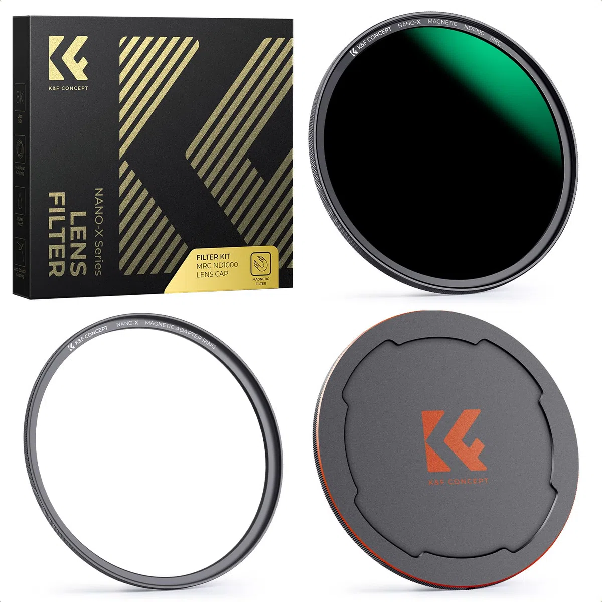 K&F CONCEPT Nano-X Filtro ND1000 (10 stop) per obiettivo da Anelli Adattatori, Tappo Magnetico in Metallo (72mm, magnetica)