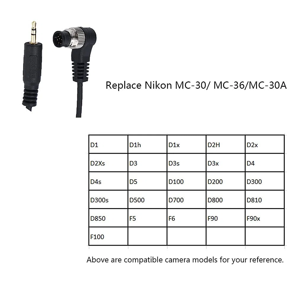 JJC Telecomando wireless per controllo dell'otturatore da remoto MC-30 per fotocamere Nikon Z9 D850 D810 D800 D700 D500 D5 D4 D3 D2X D2Hs D2H D1H D1 F90 F90x F100 D300s D300 D200