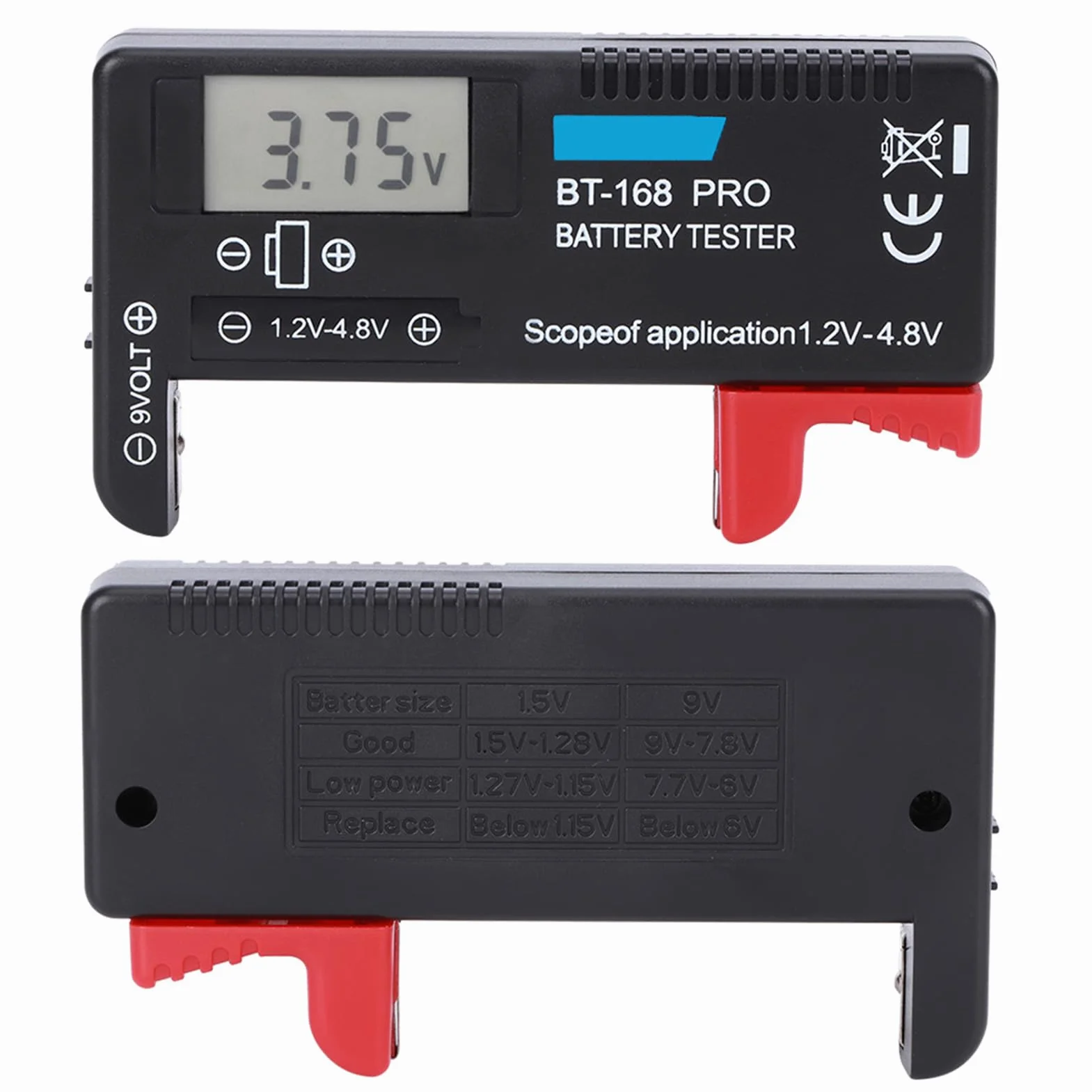 Tester Digitale della Batteria BT-168PRO, Tester del Livello di Durata della Batteria con Display LCD per CR2032 LR44 L736 6F22 9V AAA AA D C 16340 14500 10440, ecc.