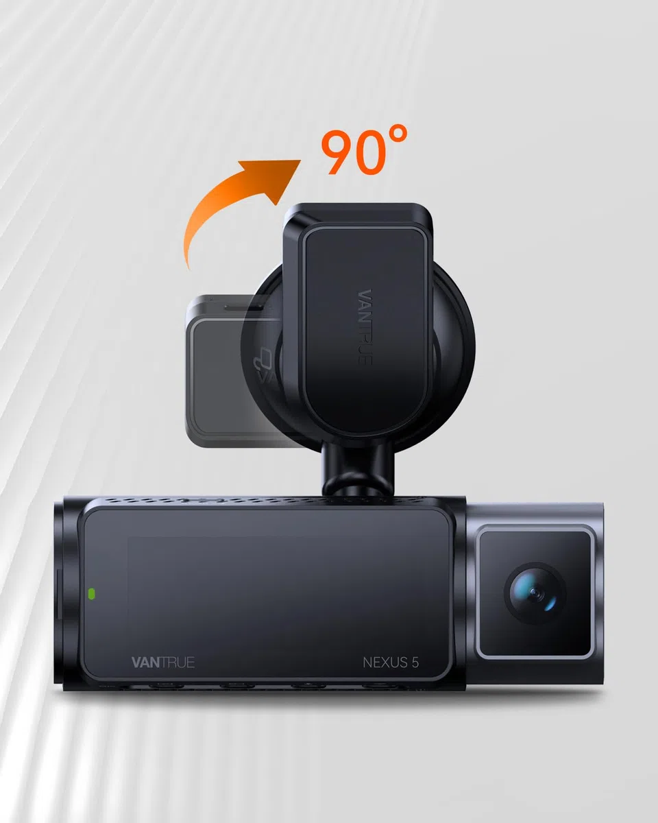 VANTRUE N5/N4 Pro - Supporto a ventosa per fotocamera, con porta USB-C e rilevatore GPS (velocità, posizione, percorso)