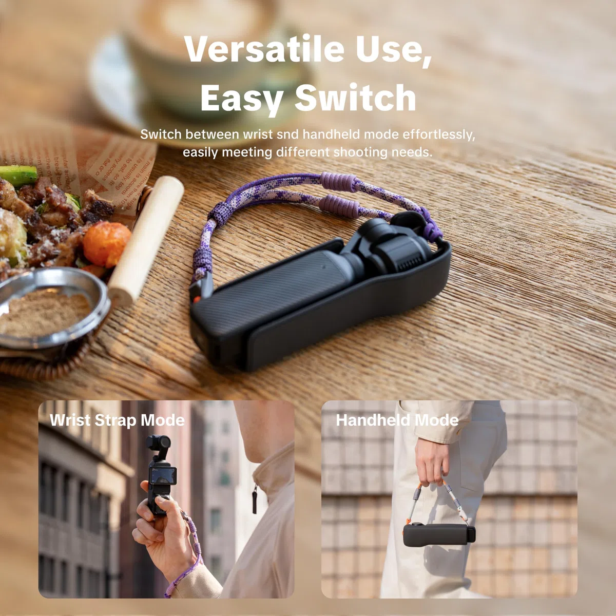 PGYTECH Cinturino da Polso per DJI Osmo Pocket 3/4, Cordino a Sgancio Rapido per Fotocamera e Custodia, Poliestere ad Alta Resistenza, Carico 10kg