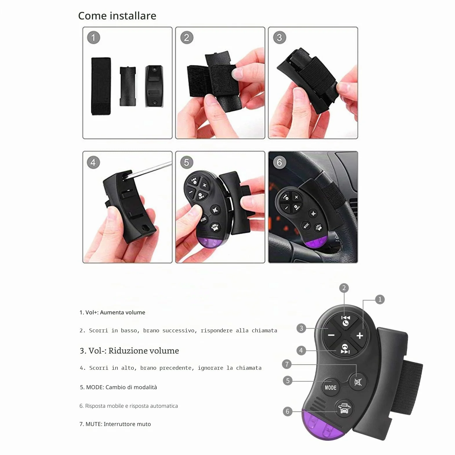 Autoradio Bluetooth vivavoce, Lifelf Radio stereo 4 x 65W 1 ricevitore radio per auto DIN con lettore MP3 Telecomando WMA FM, due porte USB, supporto iOS, Android (Non ha RDS/CD)