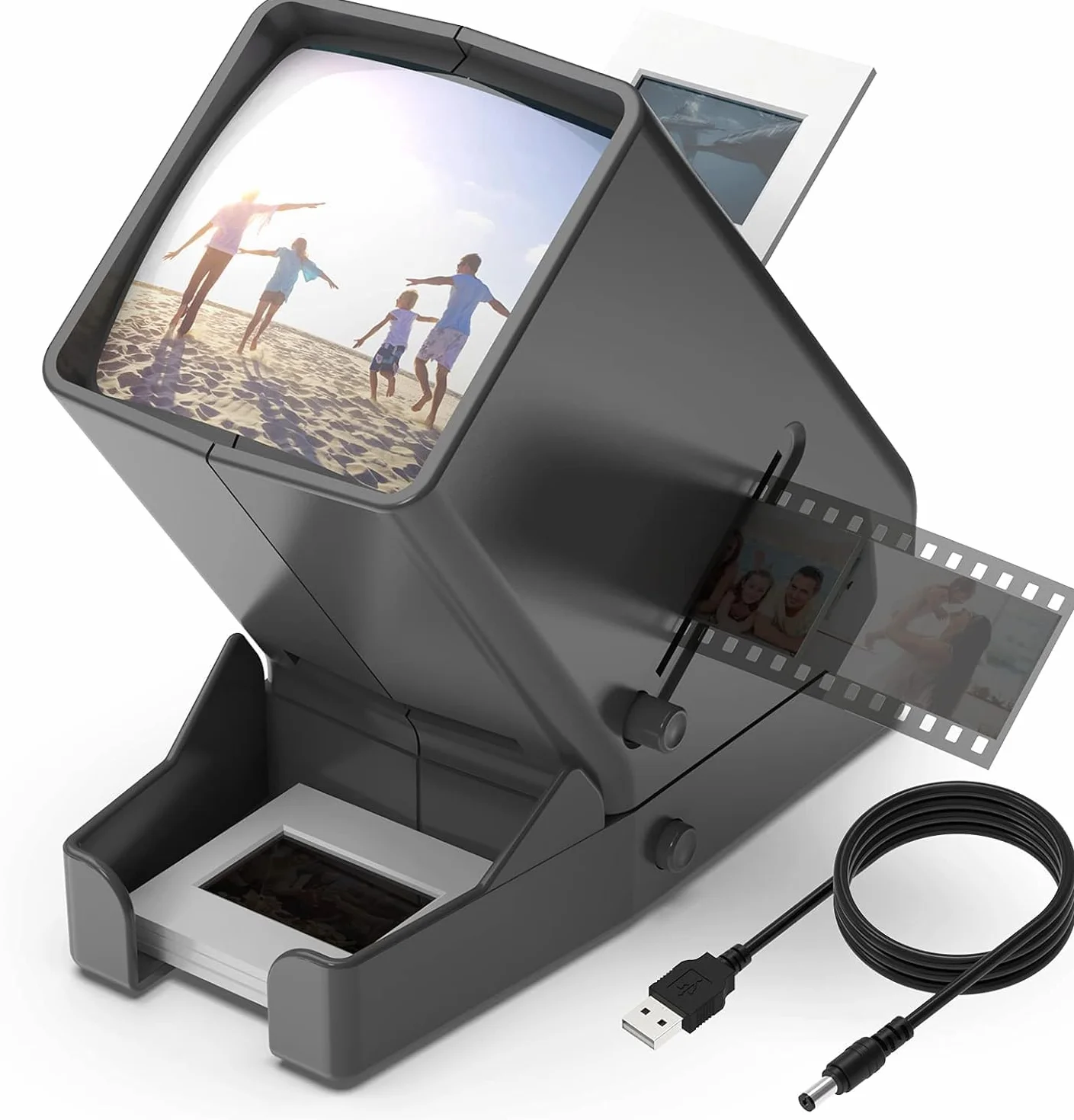 DIGITNOW! Visualizzatore di diapositive e pellicole da 35 mm, visualizzazione illuminata a LED con ingrandimento 3X, alimentazione USB/funzionamento a batteria, per negativi di diapositive da 35 mm
