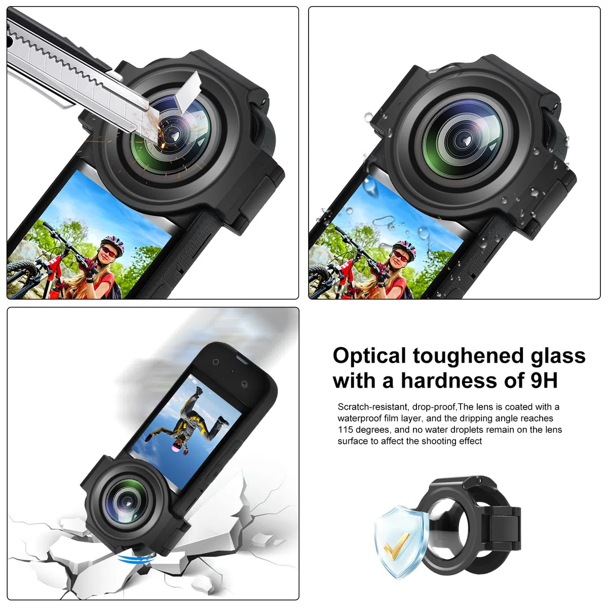 PULUZ Protezione Lenti per Insta360 X3, Copertura Protettiva Accessori Fotocamera ad Alta Trasmittanza Alta Definizione Nero