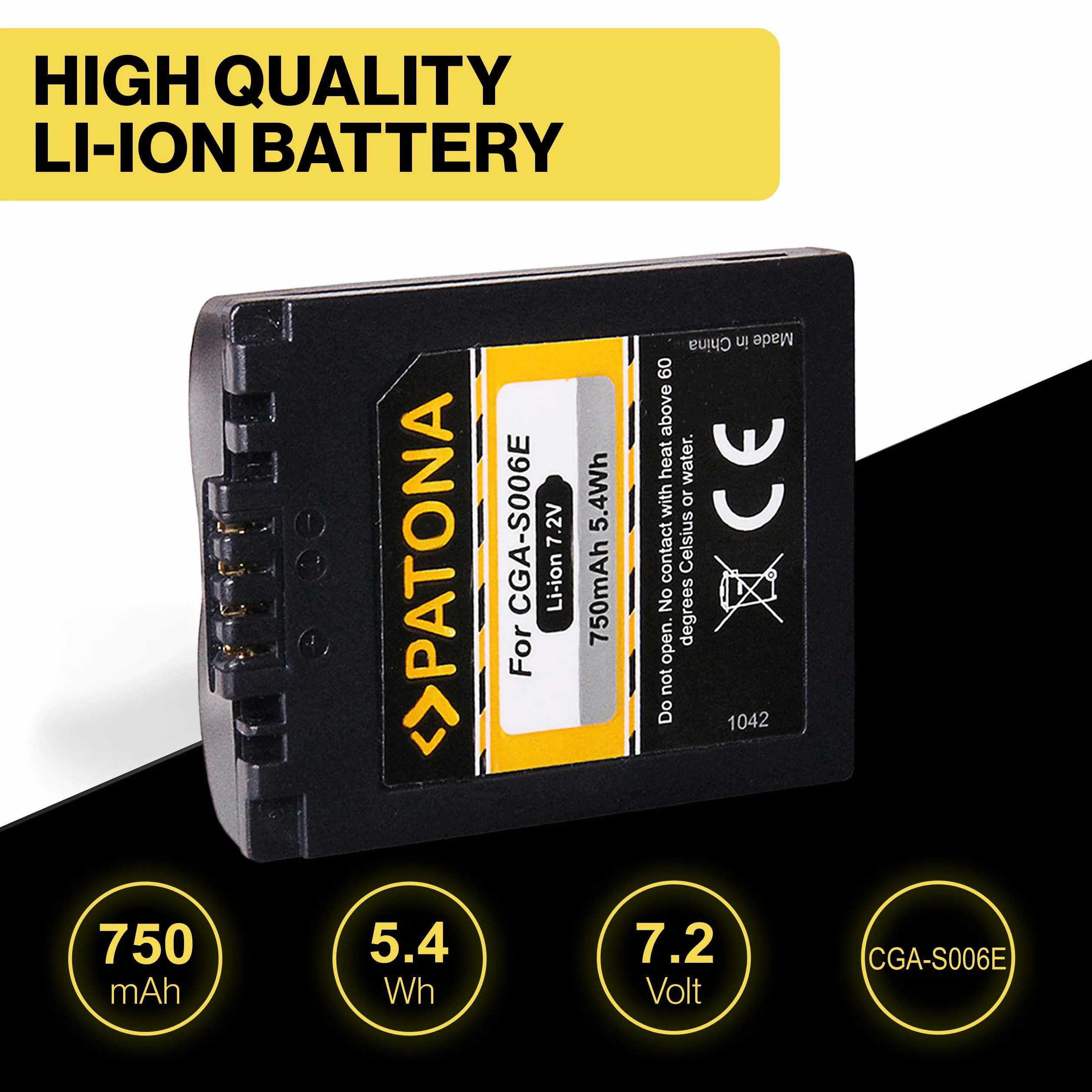 PATONA 2X CGA-S006 Batteria 750mAh – Ricambio per Panasonic CGA-S006E – per Lumix DMC-FZ7 FZ8 FZ18 FZ28 FZ30 FZ35 FZ38 FZ50, Leica V-Lux 1 – doppia riserva