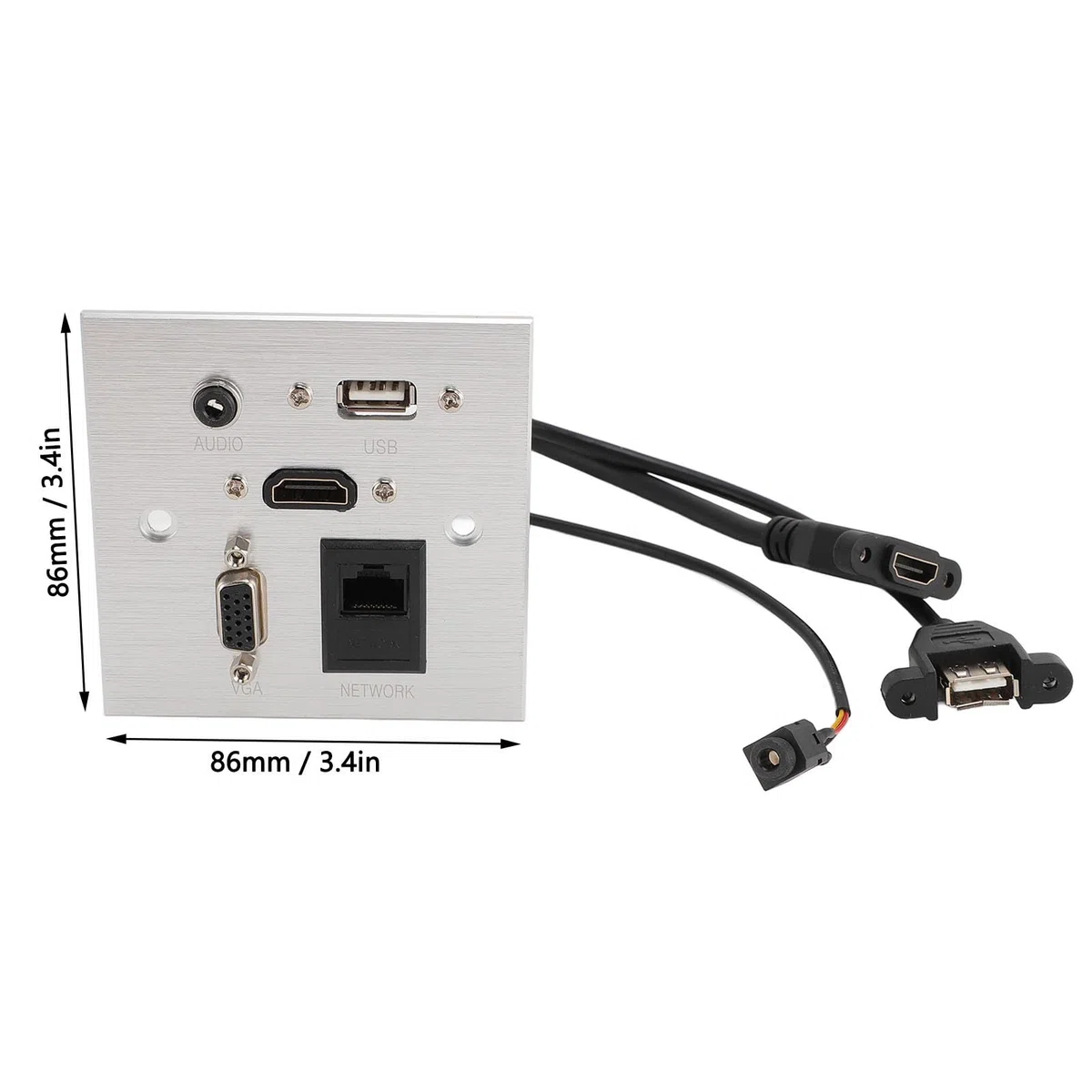 Piastra a Muro Interfaccia Multimediale USB HD VGA 3,5 Mm Audio RJ45 Piastra a Muro Ethernet di Rete, Piastra a Muro in Alluminio, Presa a Muro Video/audio/rete, Presa per