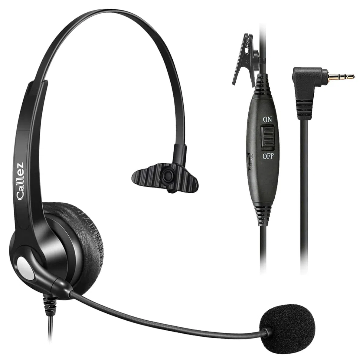 Callez Cuffie 2,5 mm Mono con Microfono a Cancellazione del Rumore, Controllo del Volume, Auricolare Call Center per Panasonic Siemens Gigaset C430 C530 Cisco Telefono Fisso Cordless DECT
