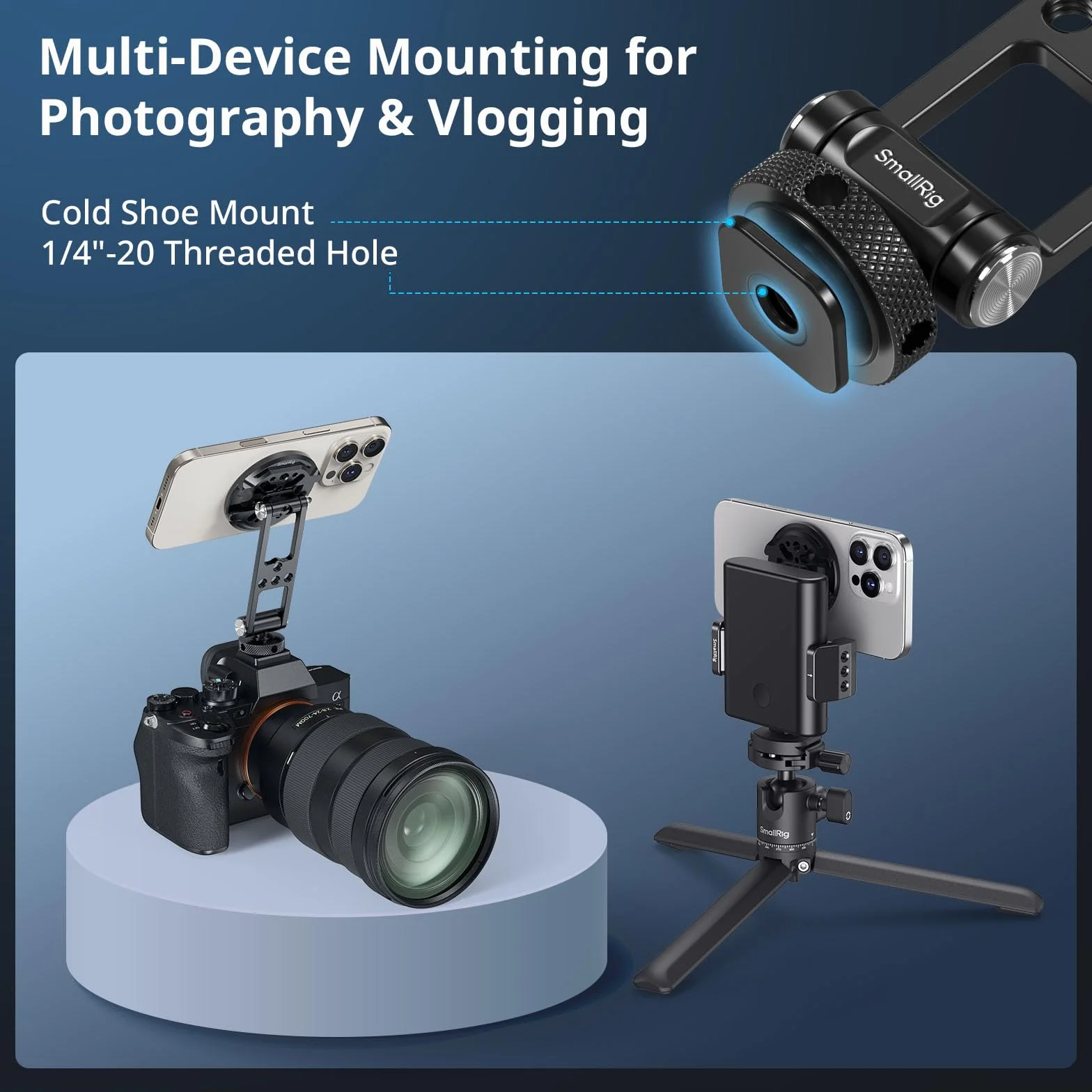 SMALLRIG Supporto magnetico in metallo con innesto per flash, per adattatore da treppiede magsafe, adattatore da treppiede regolabile e girevole per iPhone, monitoraggio della fotocamera, treppiedi