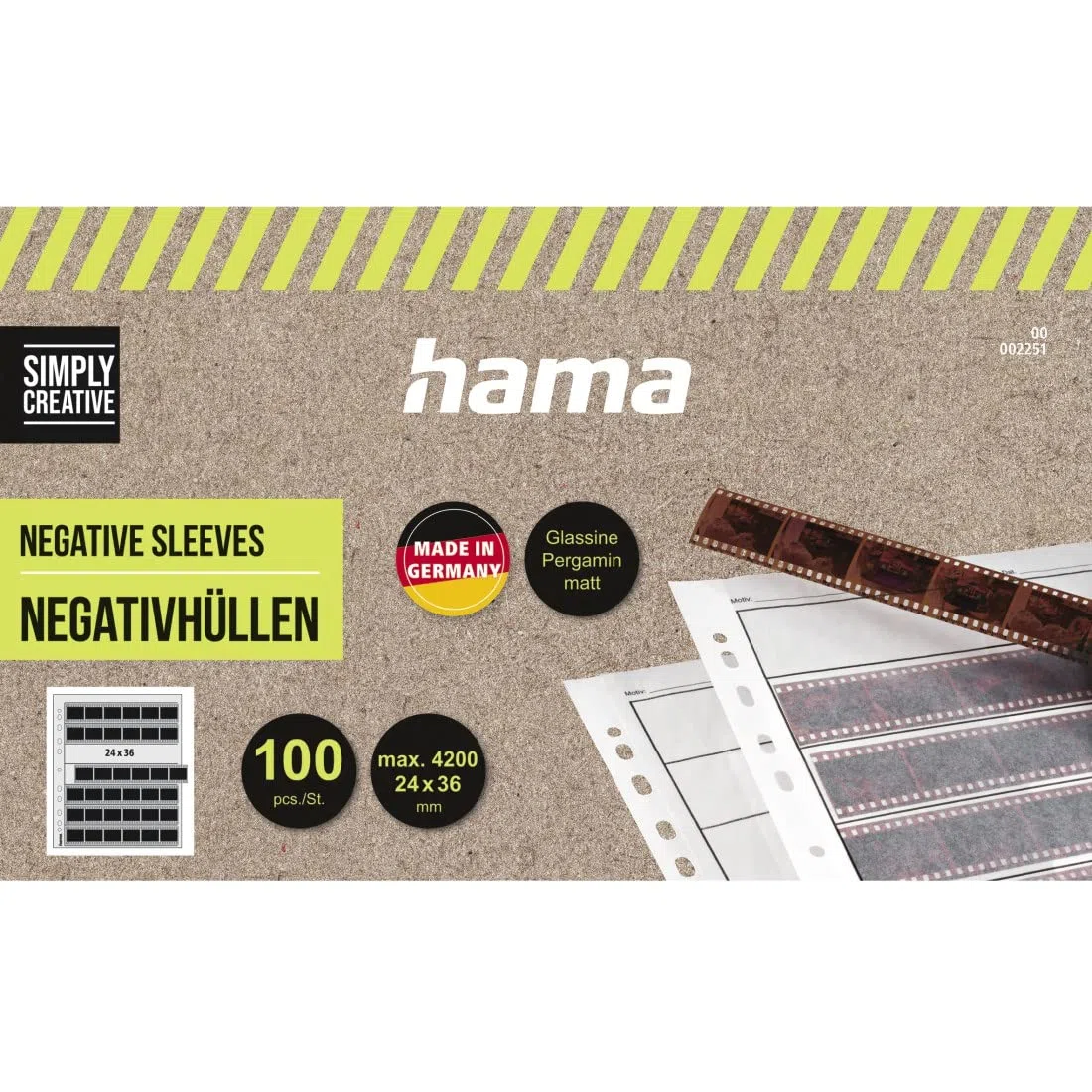 HAMA Fogli per archivio negativi 24x36 - 100 pz., orizzontale, Trasparente