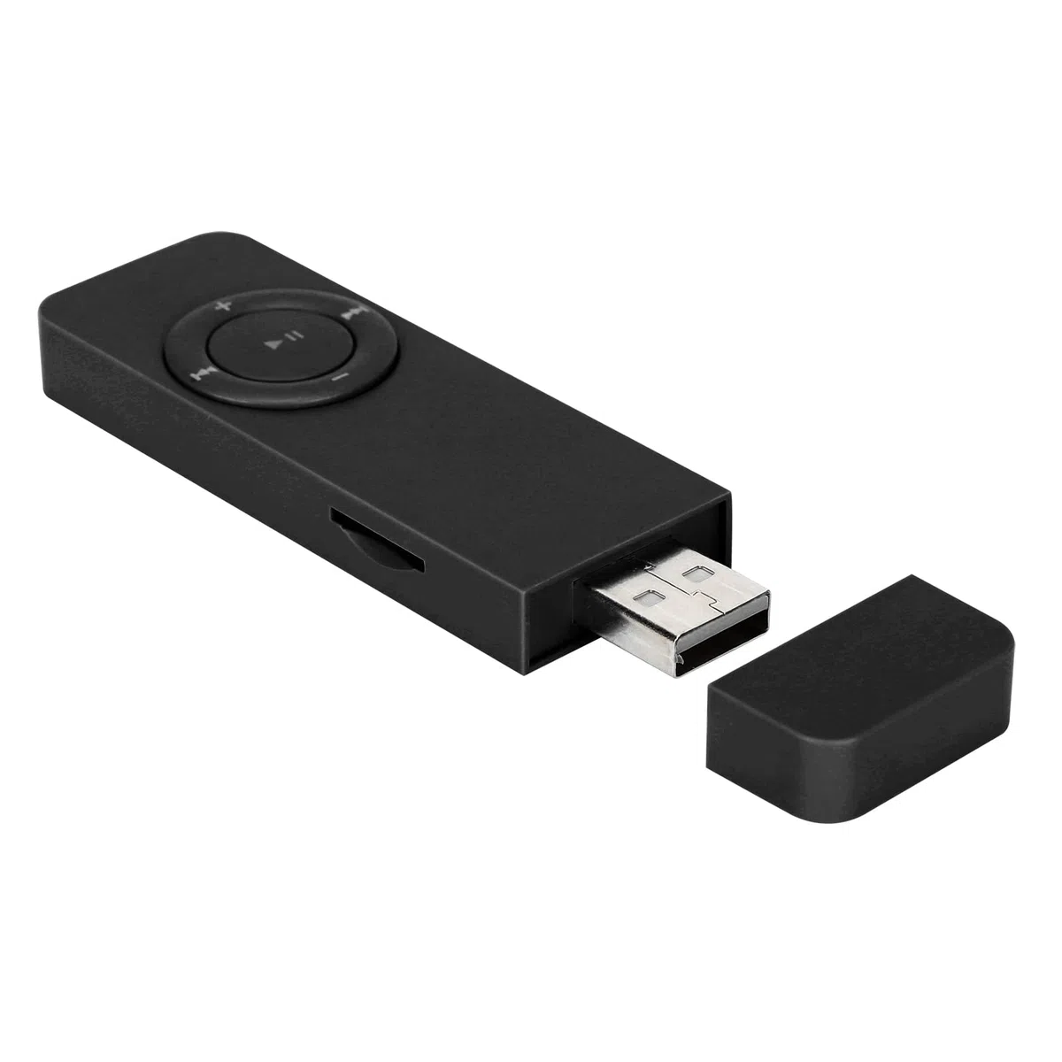 PUSOKEI Lettore Musicale, Chiavetta USB MP3 con Auricolari da 3,5 Mm/1,4 Pollici, Lettore MP3 con Cordino, Espandibile Fino a 32 GB(Nero)