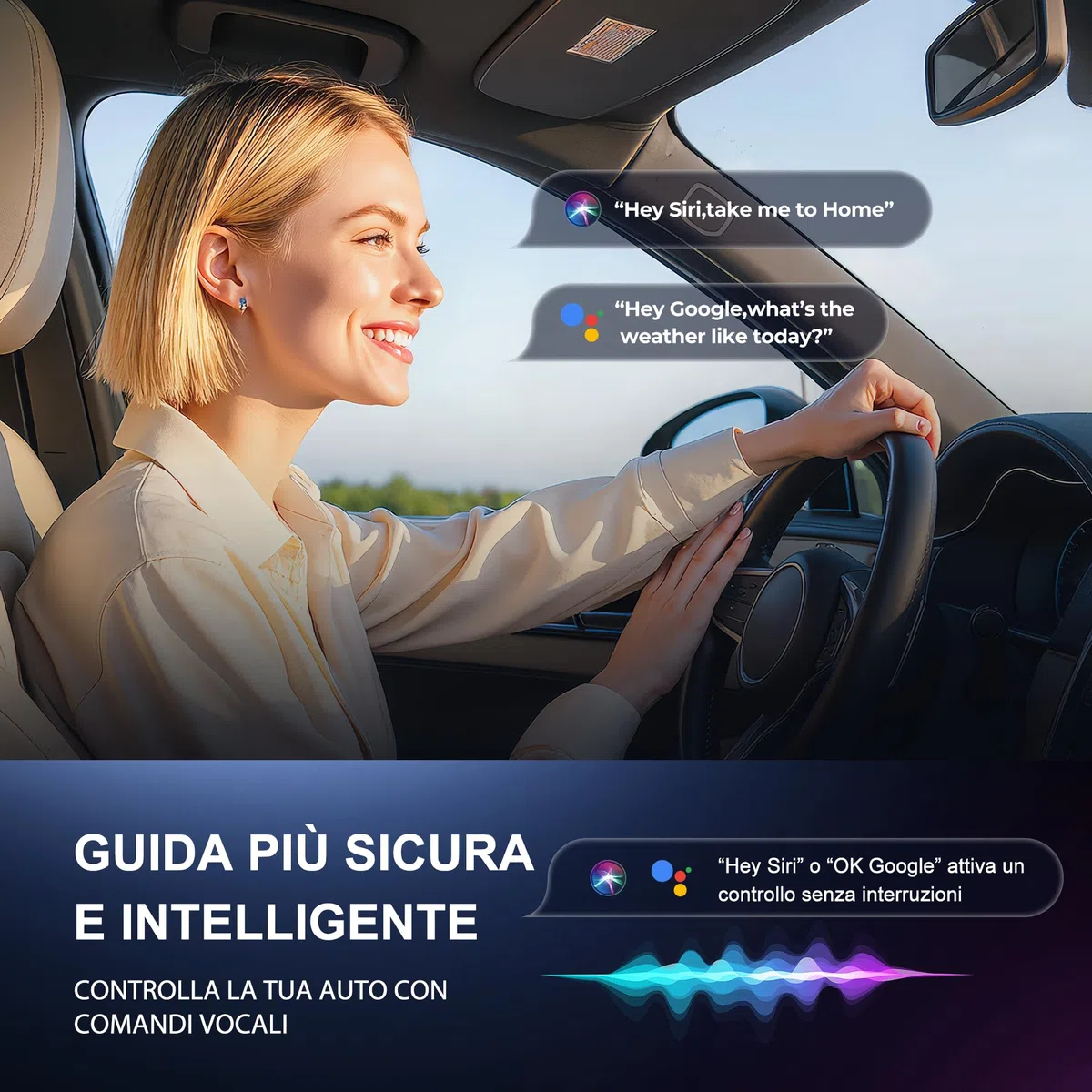 Adattatore Senza Fili CarPlay/Android Auto 2 in 1 - Collegamento Senza Cavi per Auto i OS 10+ Android 11+ - Plug&Play con USB-C Incluso