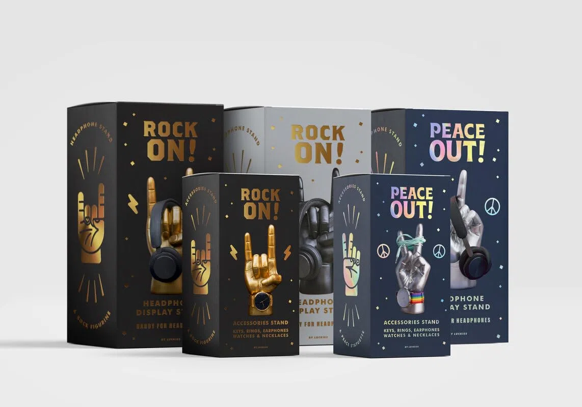 Luckies of London - Supporto per Cuffie Rock On | Porta Cuffie da Scrivania | Organizzatore e Organizer per Gioielli a Forma di Mano | Accessori