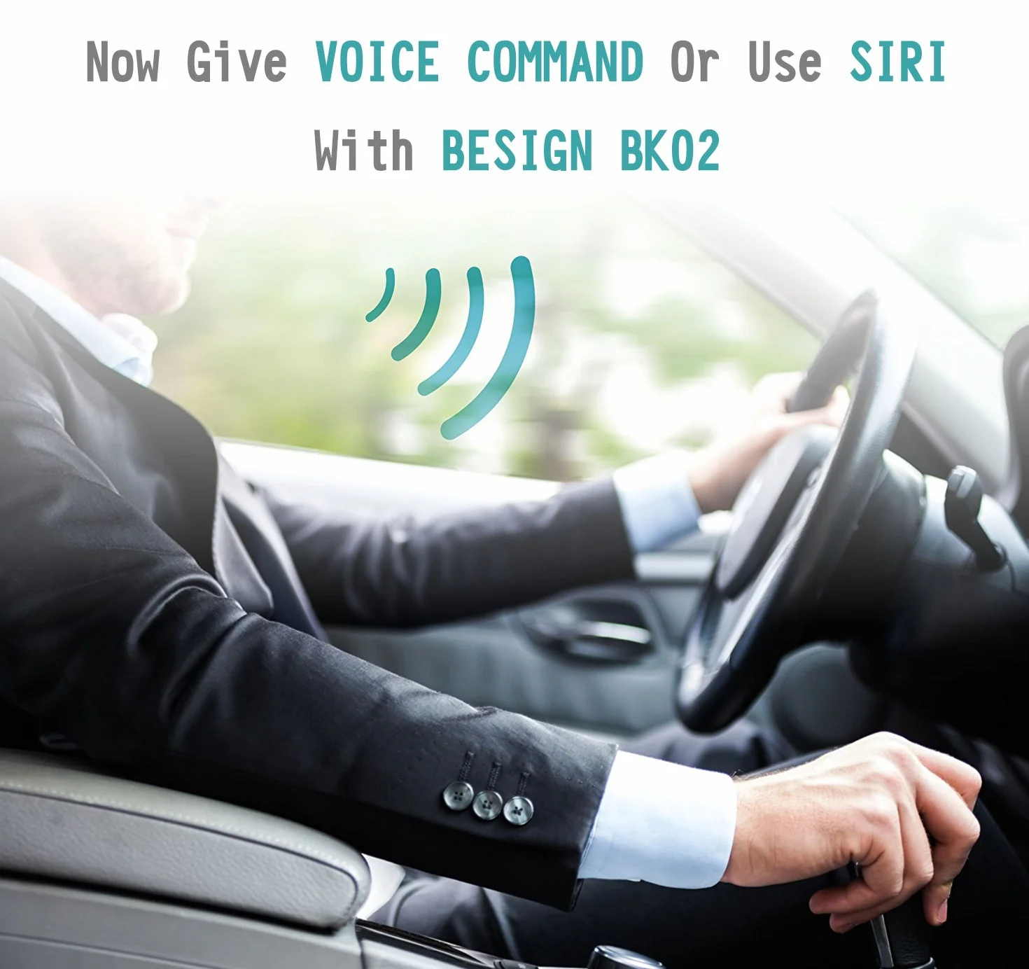 Besign BK06 Kit Vivavoce Bluetooth per Auto, per Chiamate Viva voce, GPS e Musica, Supporto per aletta Parasole, Auto Accensione, con altoparlante potente da 2 X 2W, Connettività Dual Link