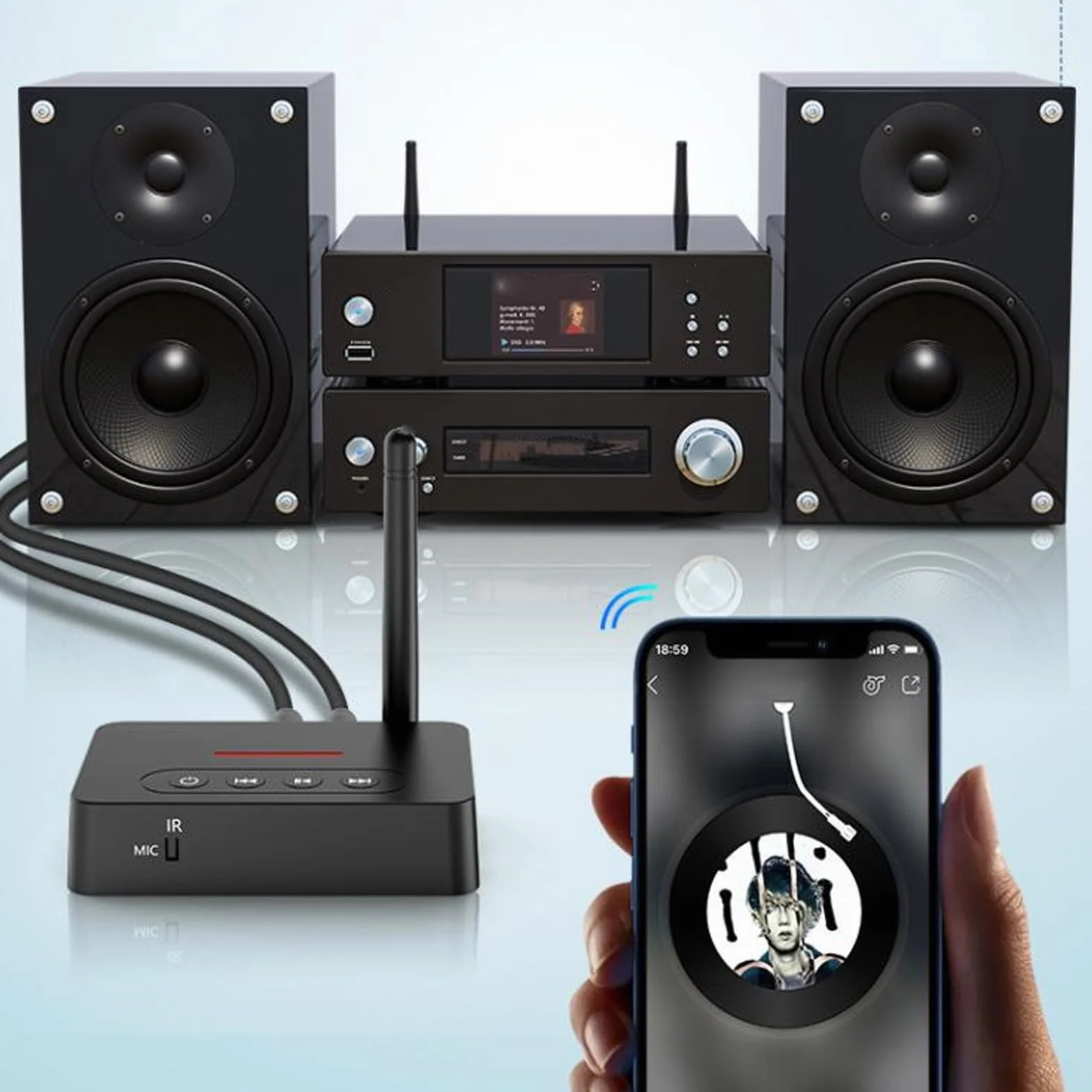 Trasmettitore Ricevitore Audio Bluetooth 5.1, Adattatore Audio HiFi Bluetooth 2 in 1 con Ottico AUX, Funzione NFC, per Audio Domestico e Stereo per Auto, con