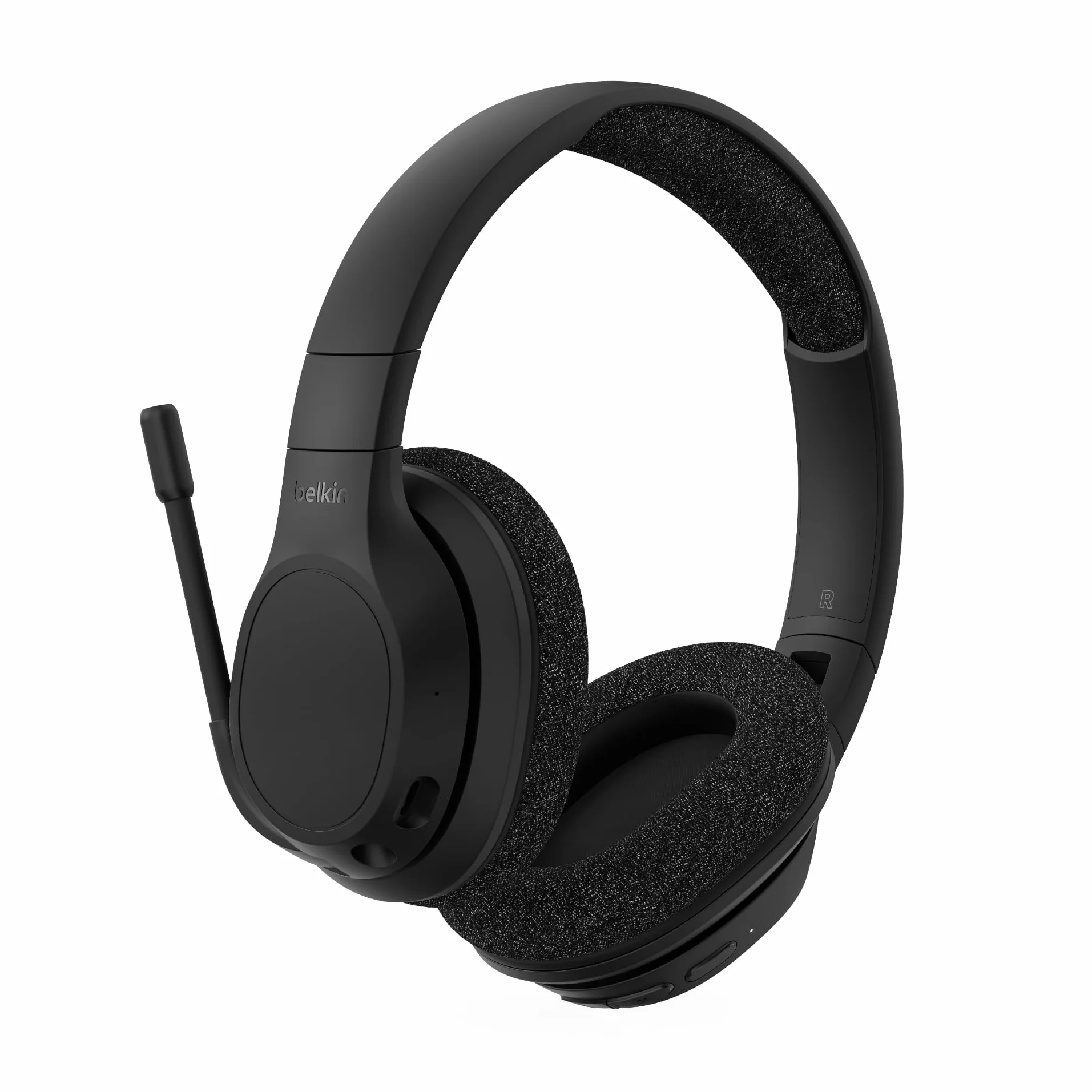 Belkin SoundForm Adapt Cuffie Bluetooth Over-Ear con Microfono a Braccio, Bluetooth Multipoint, Cuffie Wireless ENC, Durata Batteria di 65 Ore, Ricarica Rapida con USB C, Nero