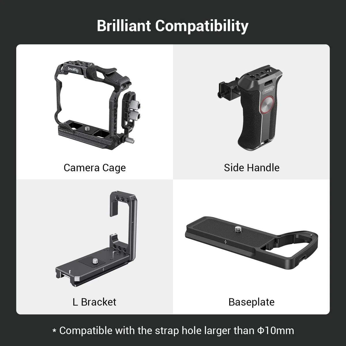 SMALLRIG Cinturino da Polso per Gabbia per Fotocamera, con Design Rapido Regolabile e Staccabile Impugnatura Sicura per Gabbia per Fotocamera Impugnatura per Fotocamera - 3848