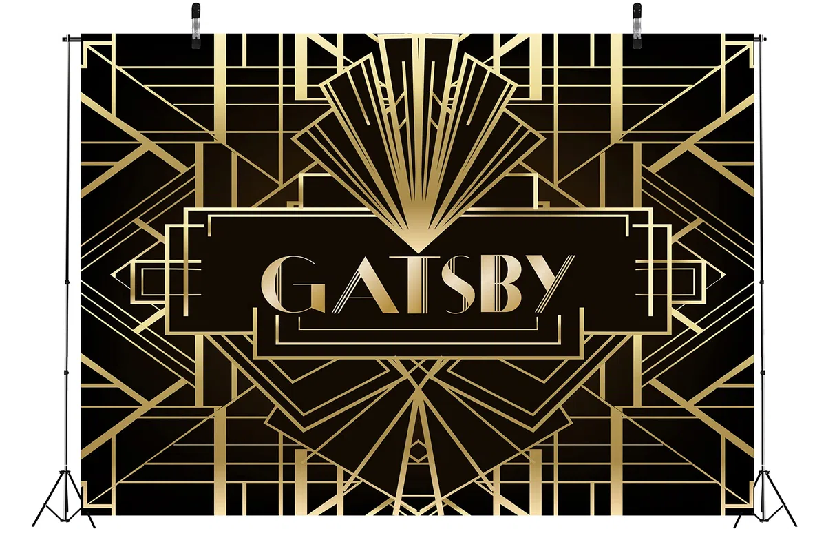 BELECO 2.1x1.5mSfondo in tessuto Gatsby per fotografia Grande striscione dorato nero e oro Anni '20 Retro Ruggente Gatsby Decorazioni per feste a tema Sfondo di compleanno Studio fotografico