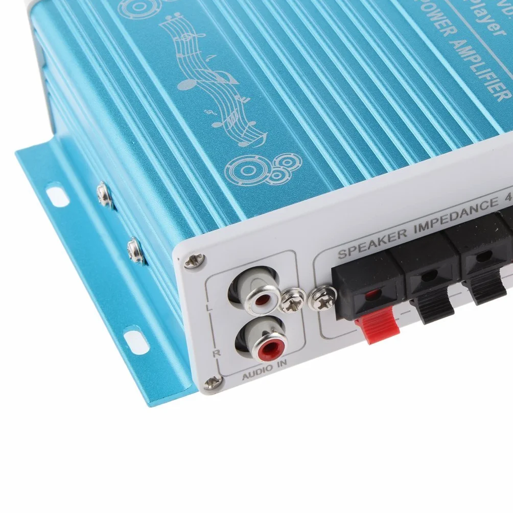 Mini Bluetooth Hi-Fi Audio Stereo AMP Bass Booster MP4 12V di sostegno FM / MP3 / TF/USB/DVD per automobile Auto Moto Auto CD DVD