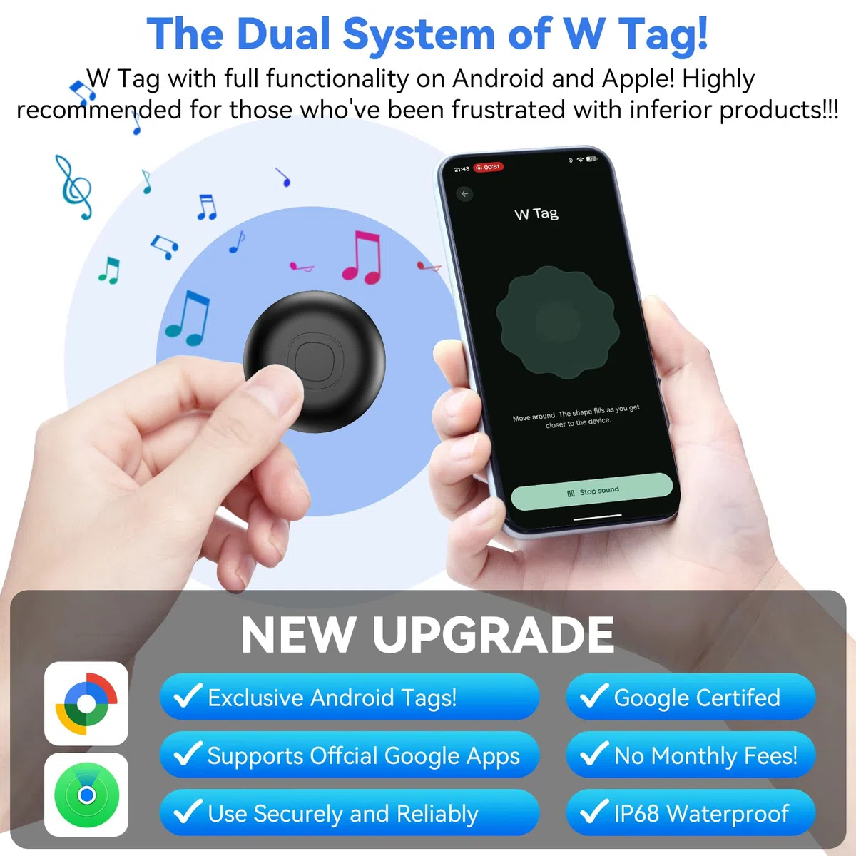 GPS Tracker per Auto, Air Tracker Android e IOS,Magnetico Gps Per Auto, IP68 Impermeabile Auto Localizzatore con App Copertura Globale In Tempo Reale Tracciare Veicolo/Moto,Senza SIM senza Abbonamento