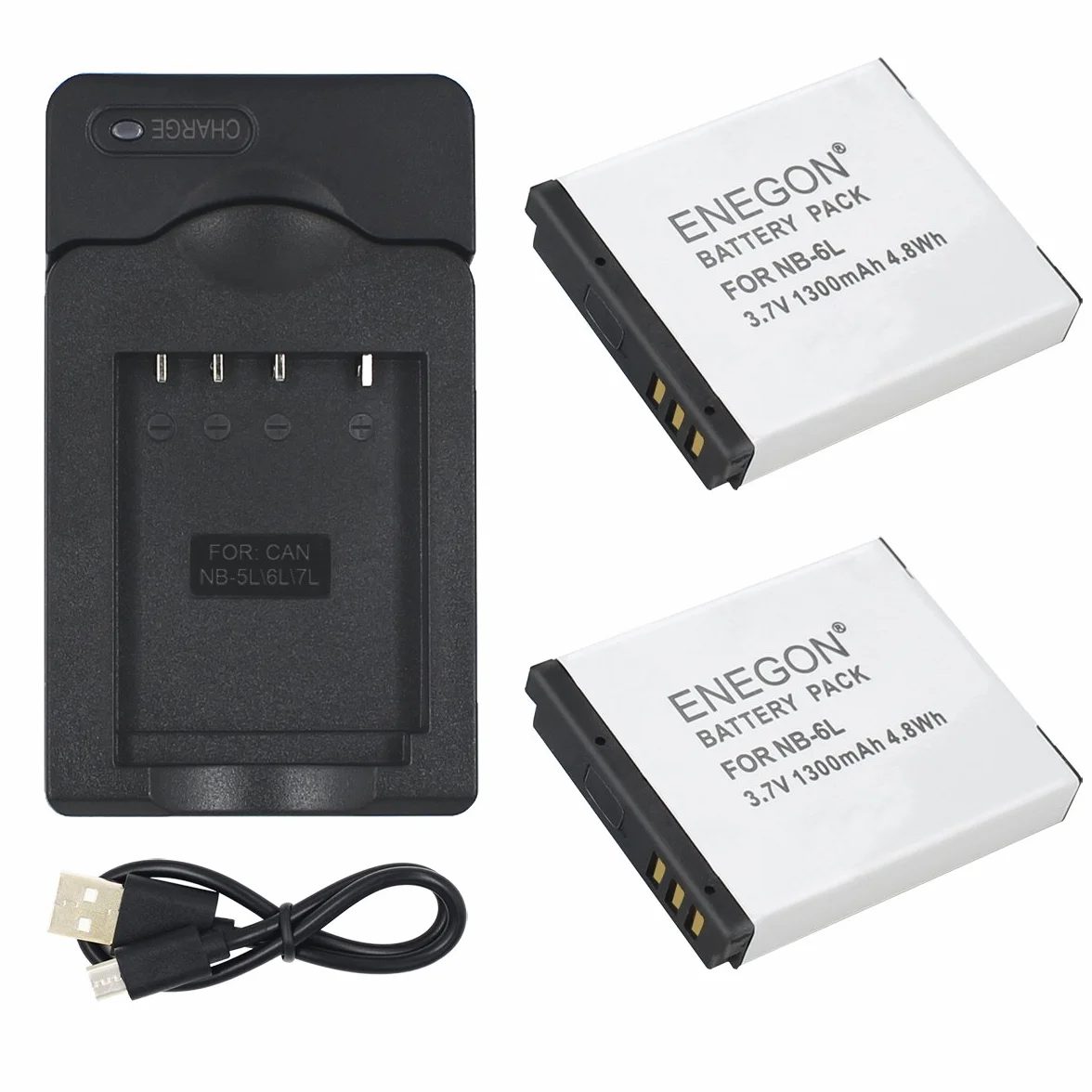 ENEGON Batteria sostitutiva (2 pacchi) e kit caricabatterie per Canon NB-6L, NB-6LH, CB-2LY e Canon PowerShot SX510 HS, SX500 IS, SX700 HS, SX280 HS, SX260 HS, SX170 IS e altre fotocamere