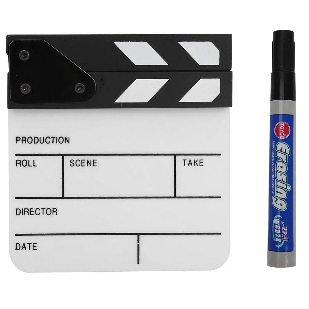 Bewinner Ciak Cinematografico, Cinematografico di Film Clapper, Mini Acrilico Clapper Board, Acrilico Assicella Secco Film Clapboard con Bastoncino