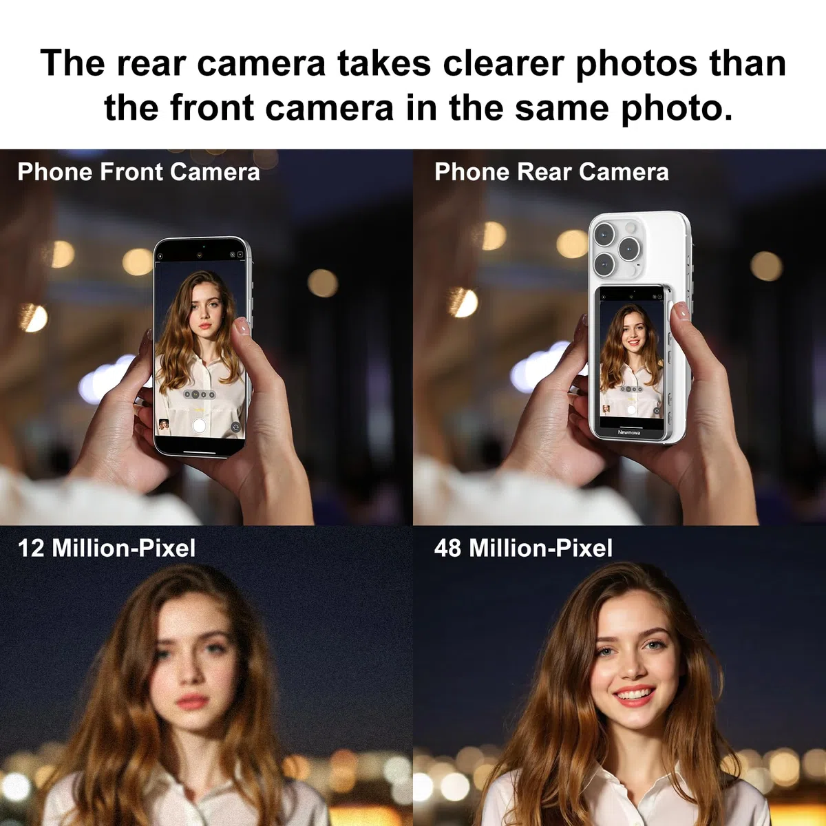Newmowa Magnetico Telefono Selfie Vlog Touchscreen Monitor,con Zoom,Registrazione Wireless 1080p,Fotocamera Posteriore per Vlog TikTok,Compatibile iPhone(Registrazione 4K30fps Solo per iPhone 15/16/17