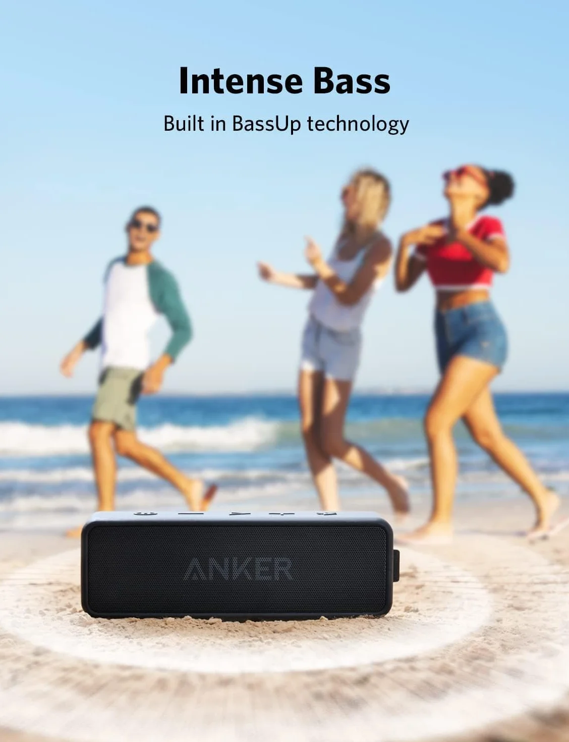 Soundcore Anker 2 Portable Bluetooth Speaker with Stereo Sound 12W, Bluetooth 5, BassUp, IPX7, 24h, Wireless Stereo Pairing, for Home, Outdoor, Travel