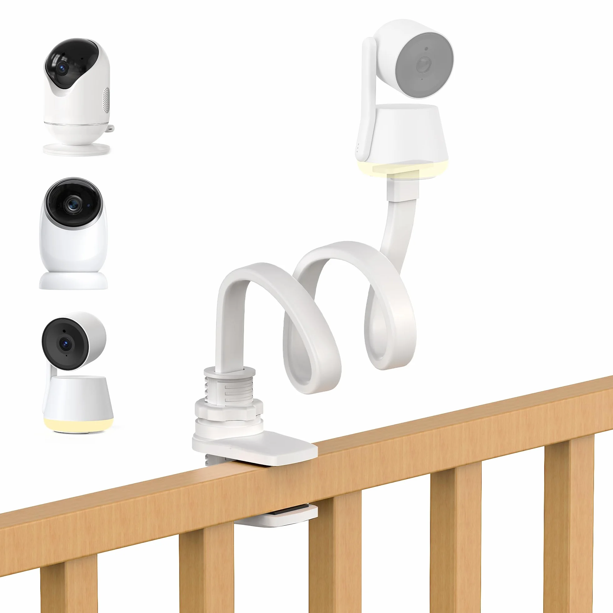 Dr.Care Supporto per Baby Monitor, Clip Universale Regolabile per Telecamera Bambino, Compatibile con Tutti i Baby Monitor, Braccio Flessibile Lungo per Culla, Senza Strumenti