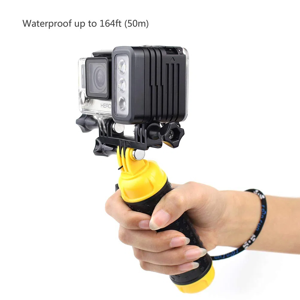 SOONSUN - Luce subacquea da 50 m, multifunzione, impermeabile, per GoPro Hero 8, 7, 6, 5, 4, 3, Fusion Session, Canon Nikon Pentax e altre fotocamere Action e DSLR (doppia batteria inclusa)