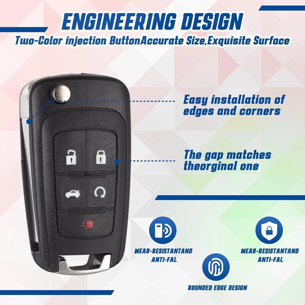 Chiave di ricambio per auto con telecomando Keyless Entry compatibile con Chevy Cruze/Camaro/Impala/Equinox/GMC Terrain/Lacrosse 2010 2011 2012 2013 2014 2015 2016 2017 Chiave di ricambio per