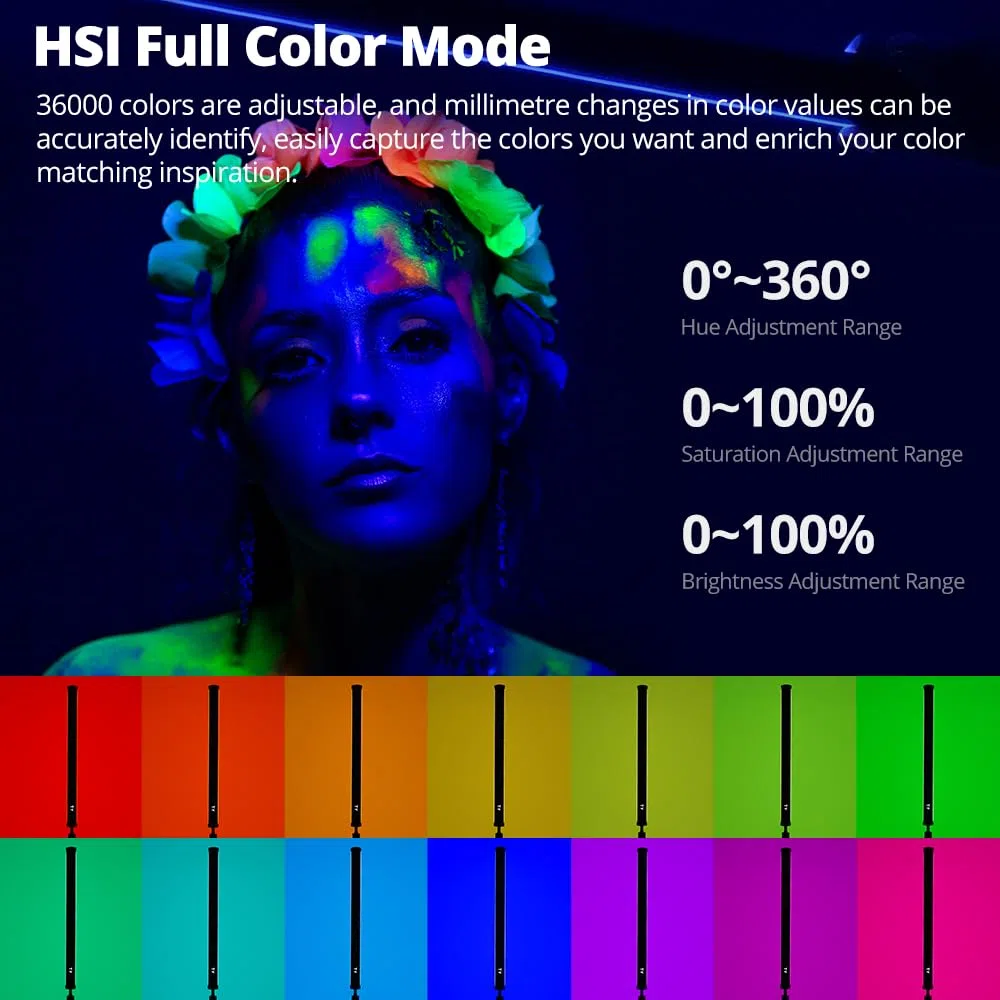 AMBITFUL A2PRO A2 PRO - Luce tubolare RGB, CRI 95 TLCI 97, colore preciso, 2500 K-8500 K, regolabile in modalità RGB CCT HSI, effetto luce 26 Fx, supporto APP Control (A2PRO)