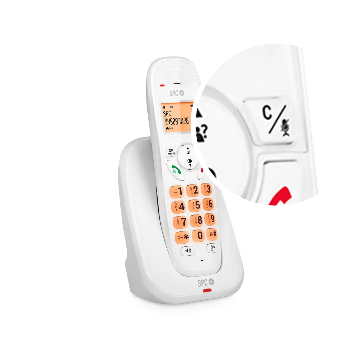 SPC Kairo – Telefoni fisso cordless, tasti e display illuminati, identificazione chiamante, volume extra, compatibilità GAP, modalità eco, blocco chiamate, vivavoce, rubrica 30 contatti – Bianco