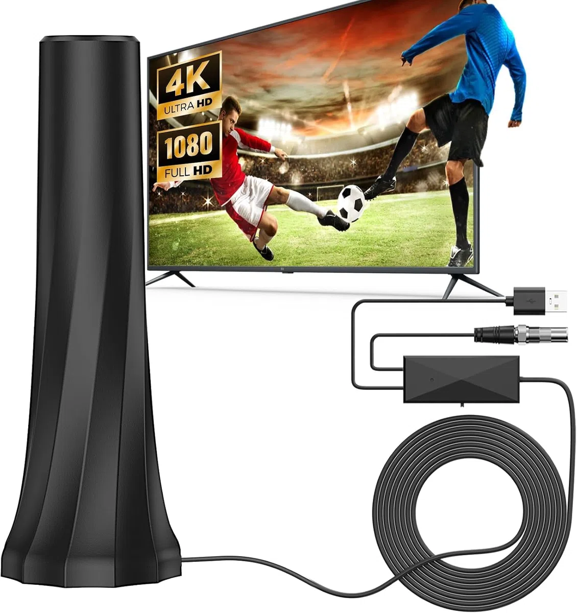 Antenna Tv Interna 2026 Nuova con Amplificatore Integrato ad Alta Potenza | Copertura Fino a 500 Chilometri | Ricezione Omnidirezionale a 360° Senza Zone Morte per Digitale Terrestre