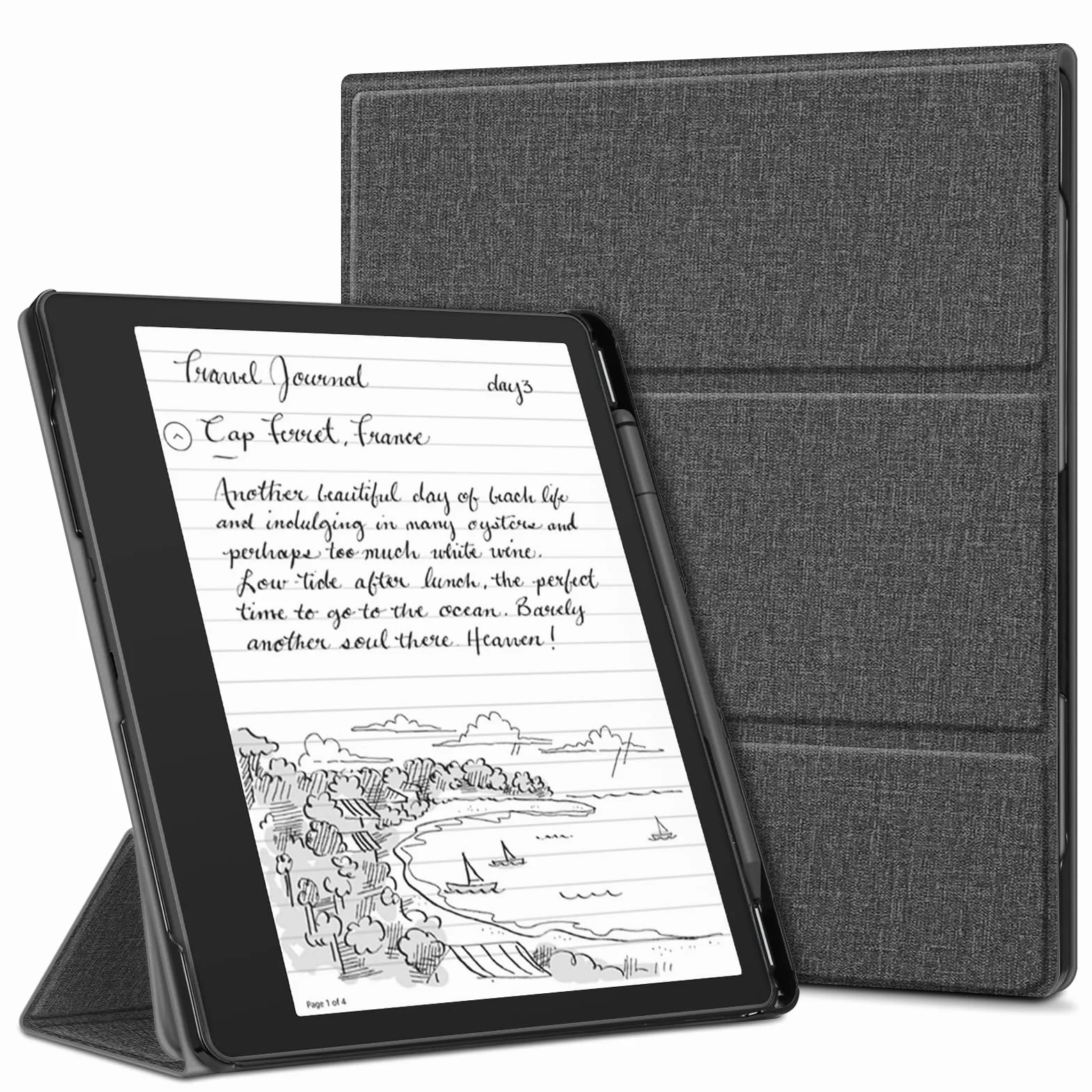 FINTIE Stand Custodia per Kindle Scribe 10,2 Pollici (Modello 2024/2022) con Portapenna - Sottile Leggero Cover Protettiva Case con Auto Sveglia/Sonno per Kindle Scribe 2024, Grigio