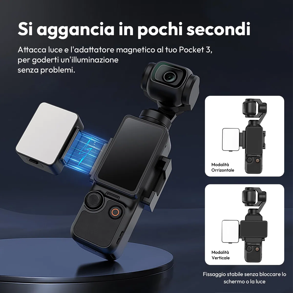 ULANZI LM001 Pocket 3 mini luci led a batteria 5000 mAh, Potenza 2W，Luce led portabile con attaco magnetico, Impermeabile IPX4, Ideale per ripresa notturna del selfi del vlog e della natura morta