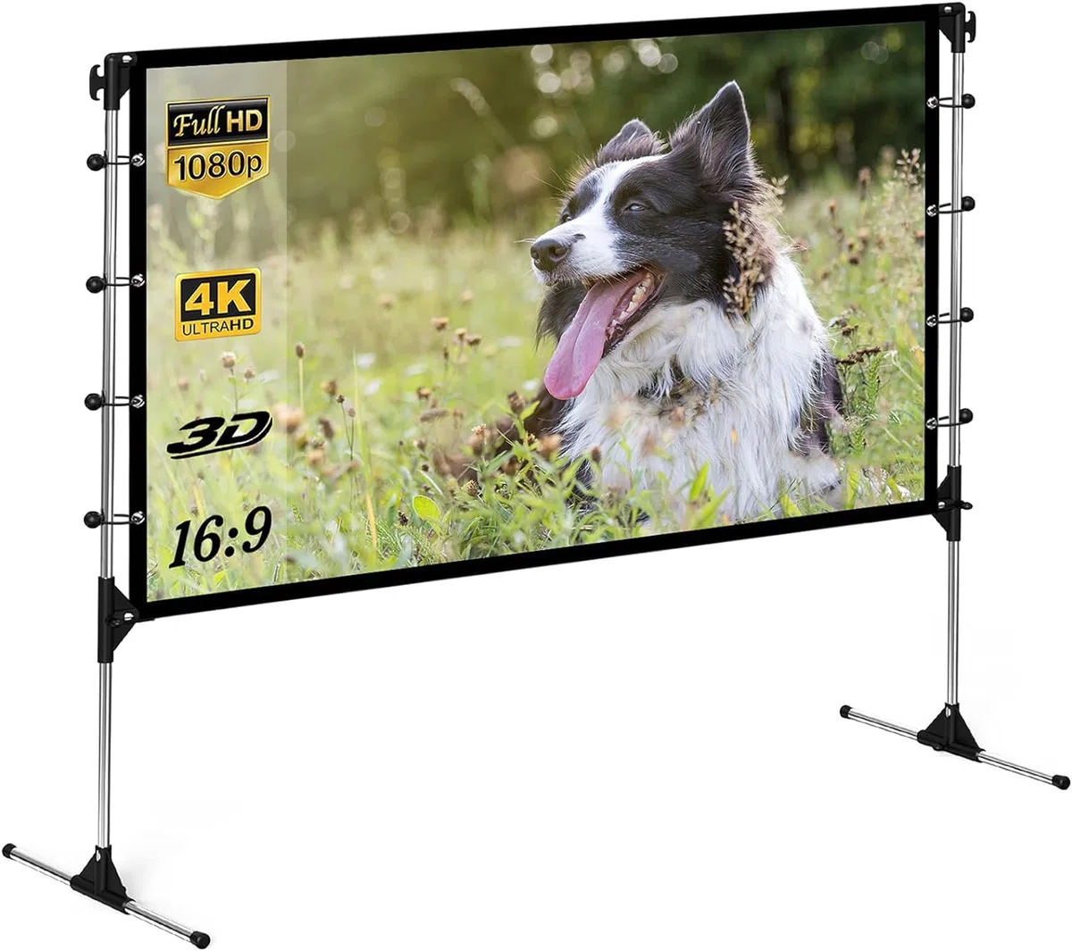 NIERBO Schermi di proiezione con Supporto, Schermo da proiezione 120'' Schermi per proiettori Pieghevoli Portatili 16: 9 266 x 149 cm