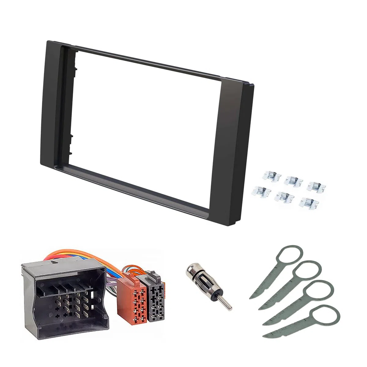 Audioproject A161 - Set mascherina autoradio doppio DIN compatibile con Ford C-Max S-Max Focus 2 Fiesta Fusion Mondeo Kuga Transit adattatore radio nero