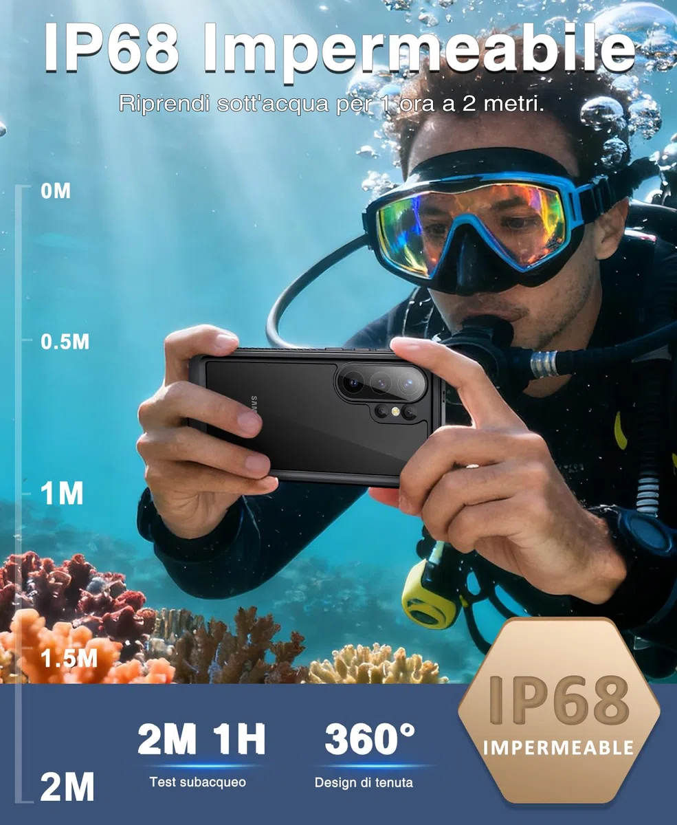 Beeasy Cover per Samsung S26 Ultra Impermeabile IP68, 360 Militare Antiurto Indistruttibile Resistente Doppia Rugged Protezione Custodia, Ermetica Antipolvere Subacquea Waterproof Case, 6,9", Nero