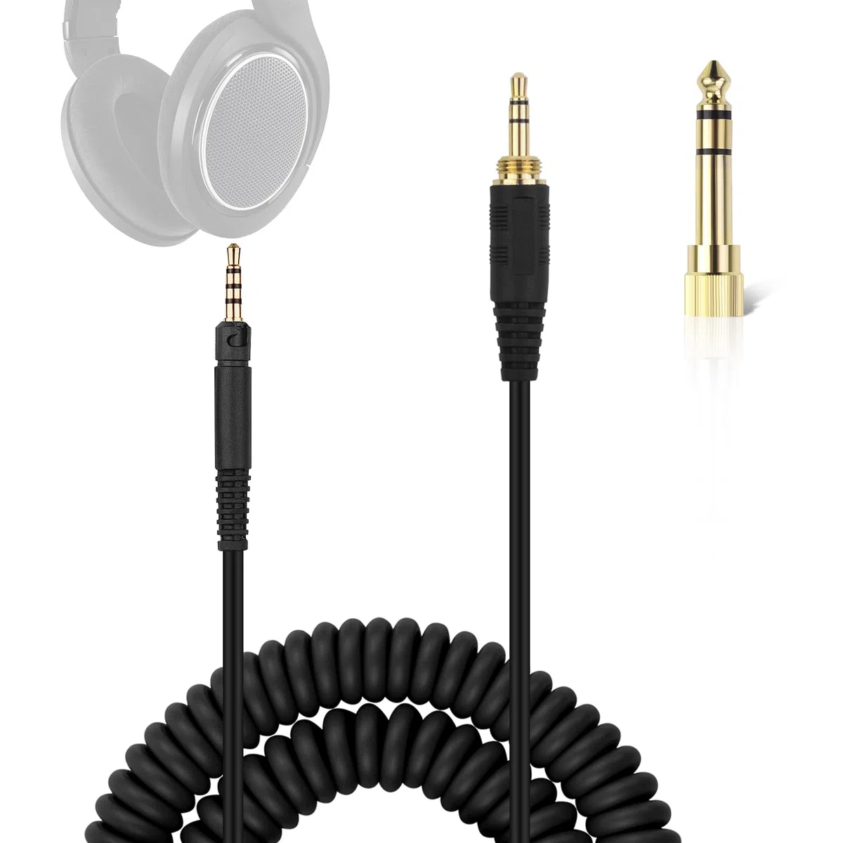 Cavo audio compatibile con cuffie Sennheiser HD599SE, HD599, HD598, HD598SE, HD560S, HD598SR, HD400PRO, HD579, HD569, cavo stereo di ricambio da 2,5 mm a 3,5 mm, con adattatore da 6,35 mm (1,5-3 m)