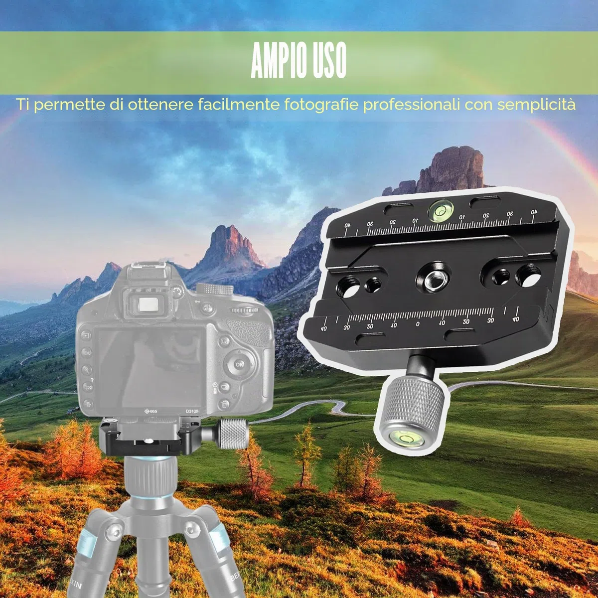 Piastra a sgancio rapido 90 mm, morsetto Quick Release Plate Clamp per Arca-Swiss, QR-90N, clip in metallo, piastra a sgancio rapido universale